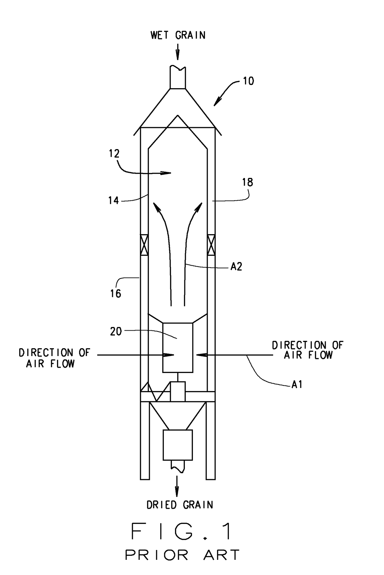 Tower grain dryer with improved heat reclamation and counter-flow cooling section