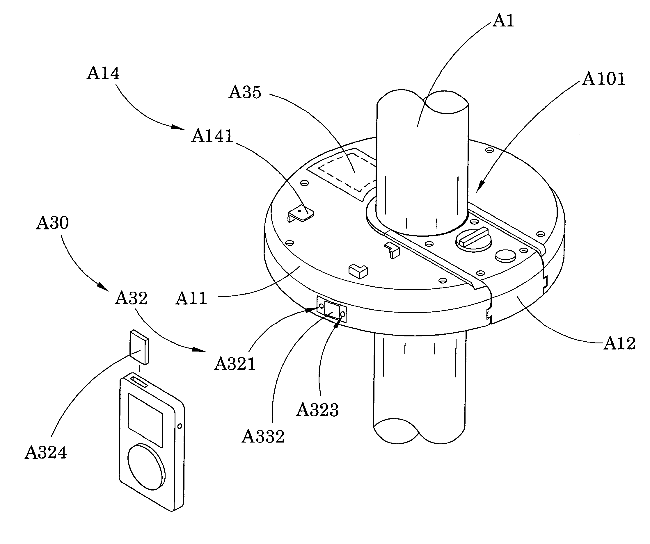 Audio system for outdoor umbrella