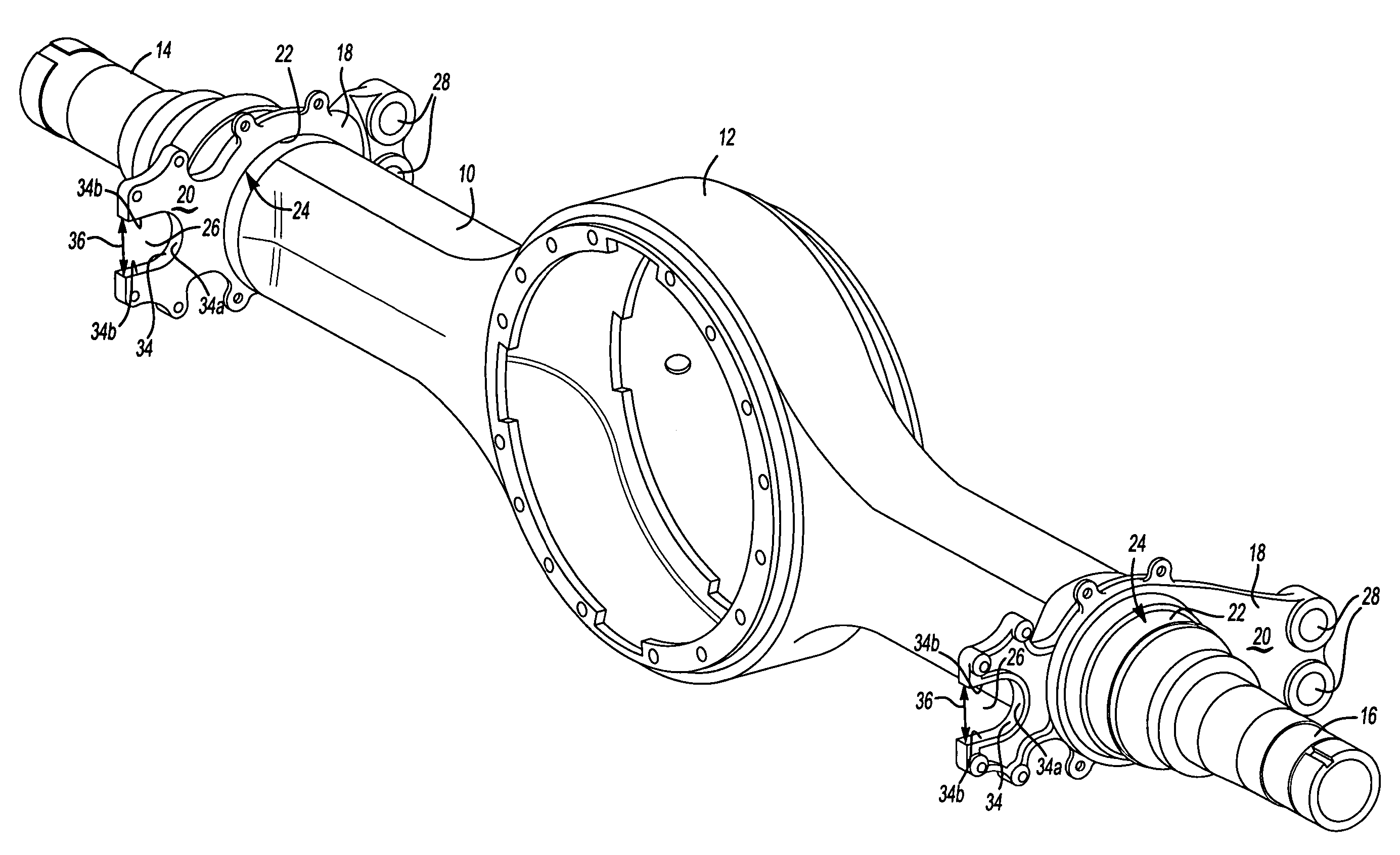 Brake spider and axle housing assembly