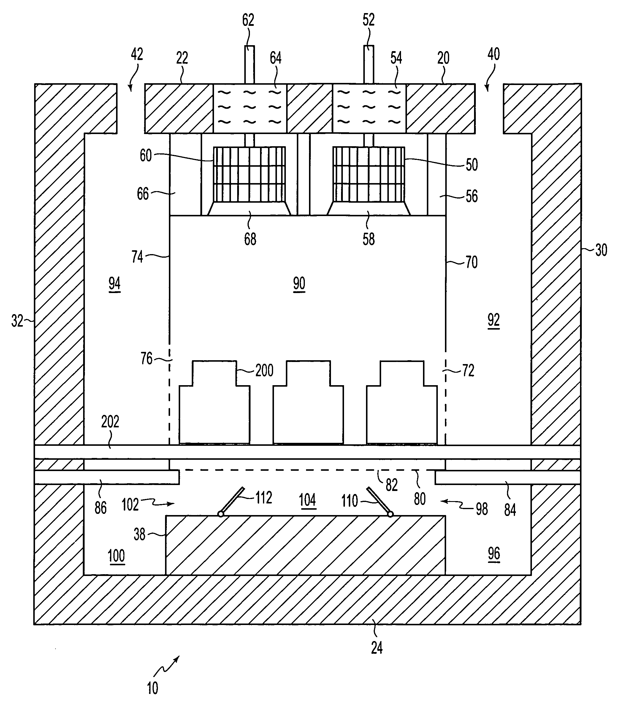 Apparatus for uniform flow distribution of gas in processing equipment