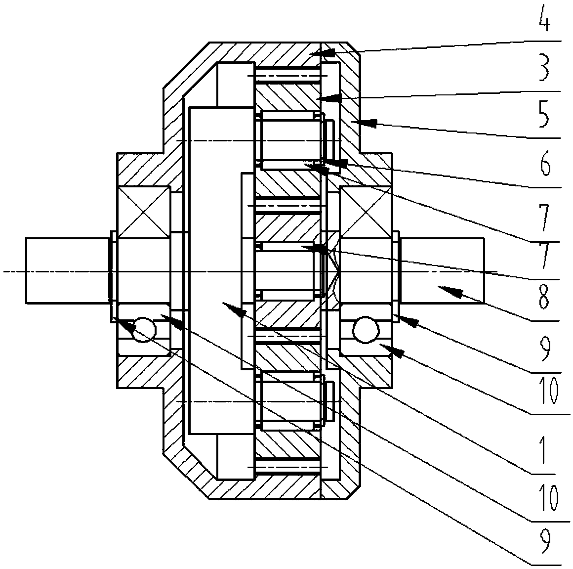 Planet gear tooth side gap adjusting mechanism