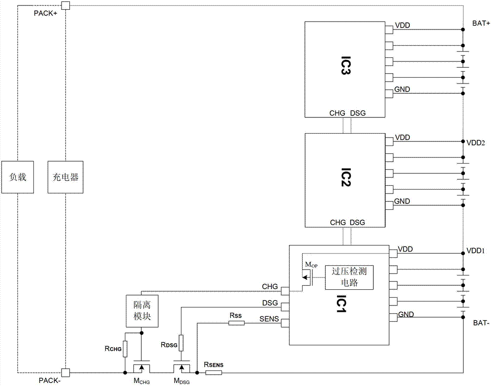 Charger detection device for battery protection cascade system