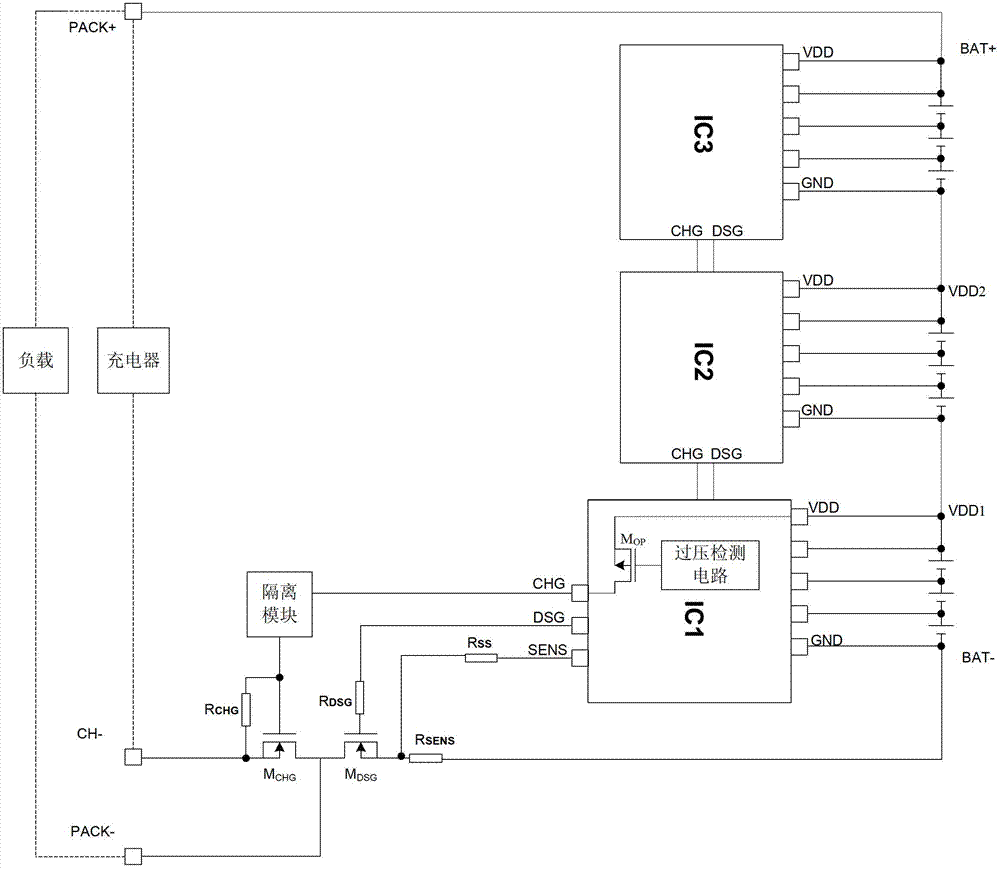 Charger detection device for battery protection cascade system