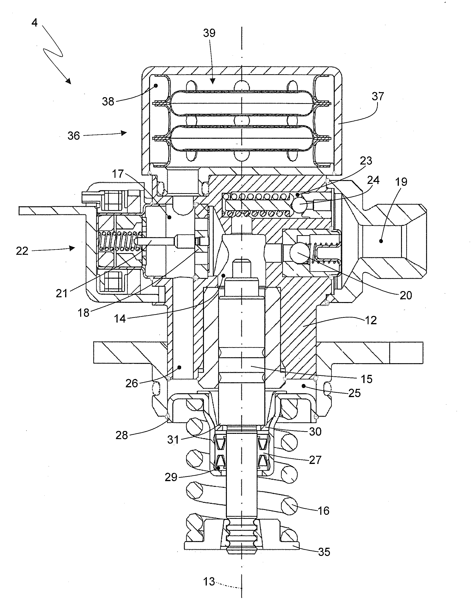 Fuel pump with an improved damping device for a direct injection system