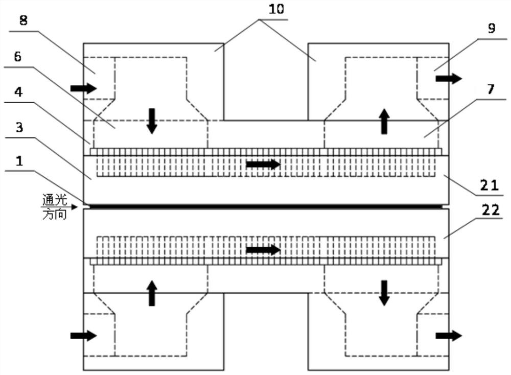 A serpentine microchannel heat sink for laser strip crystals