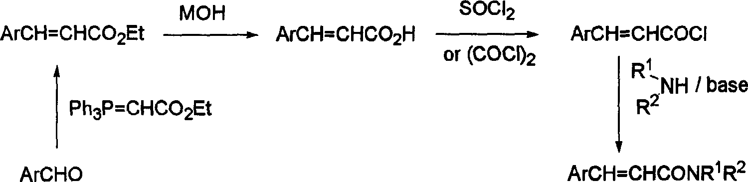 Cinnamide compound synthesizing process