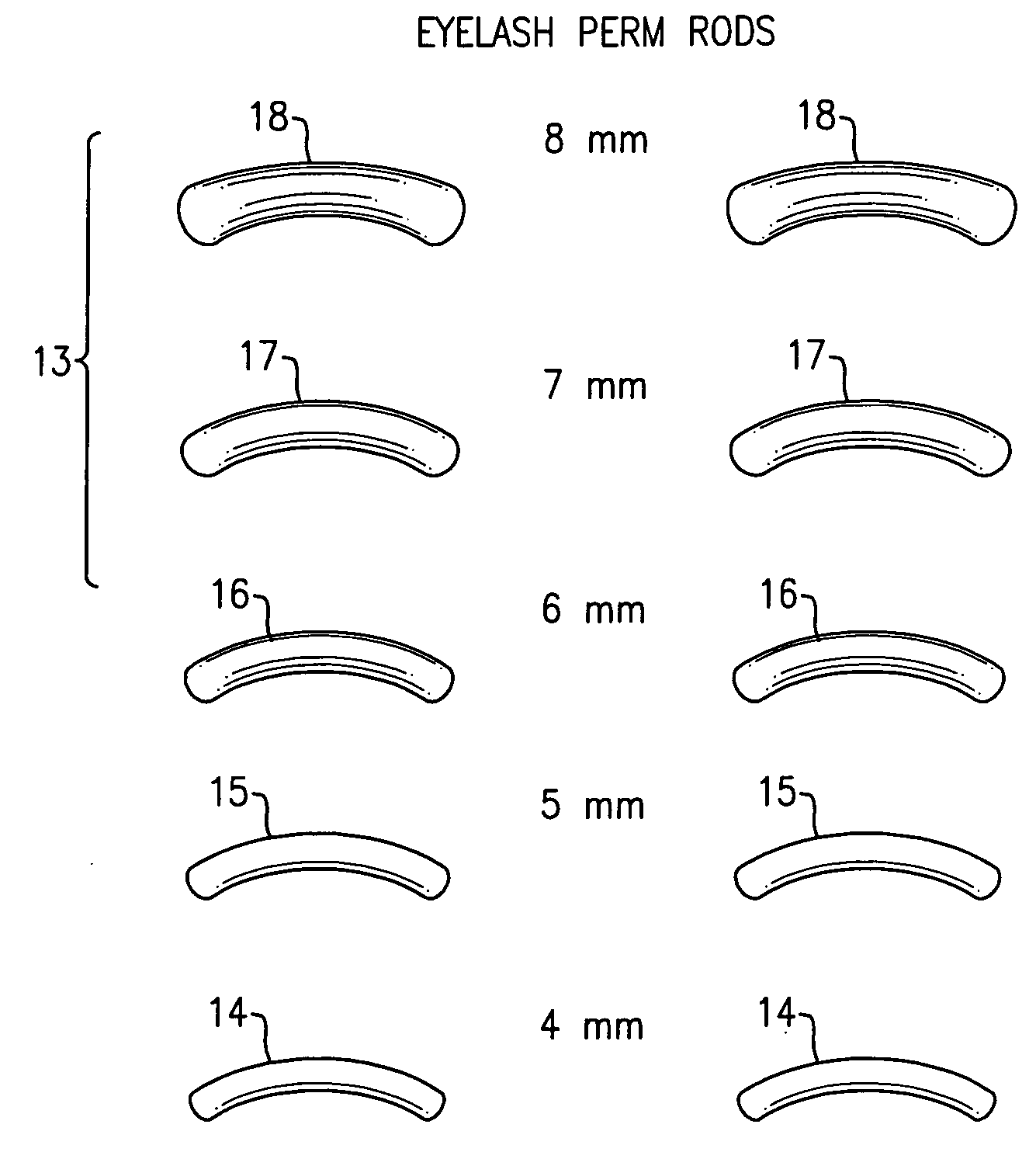 Curved eyelash permanent rods