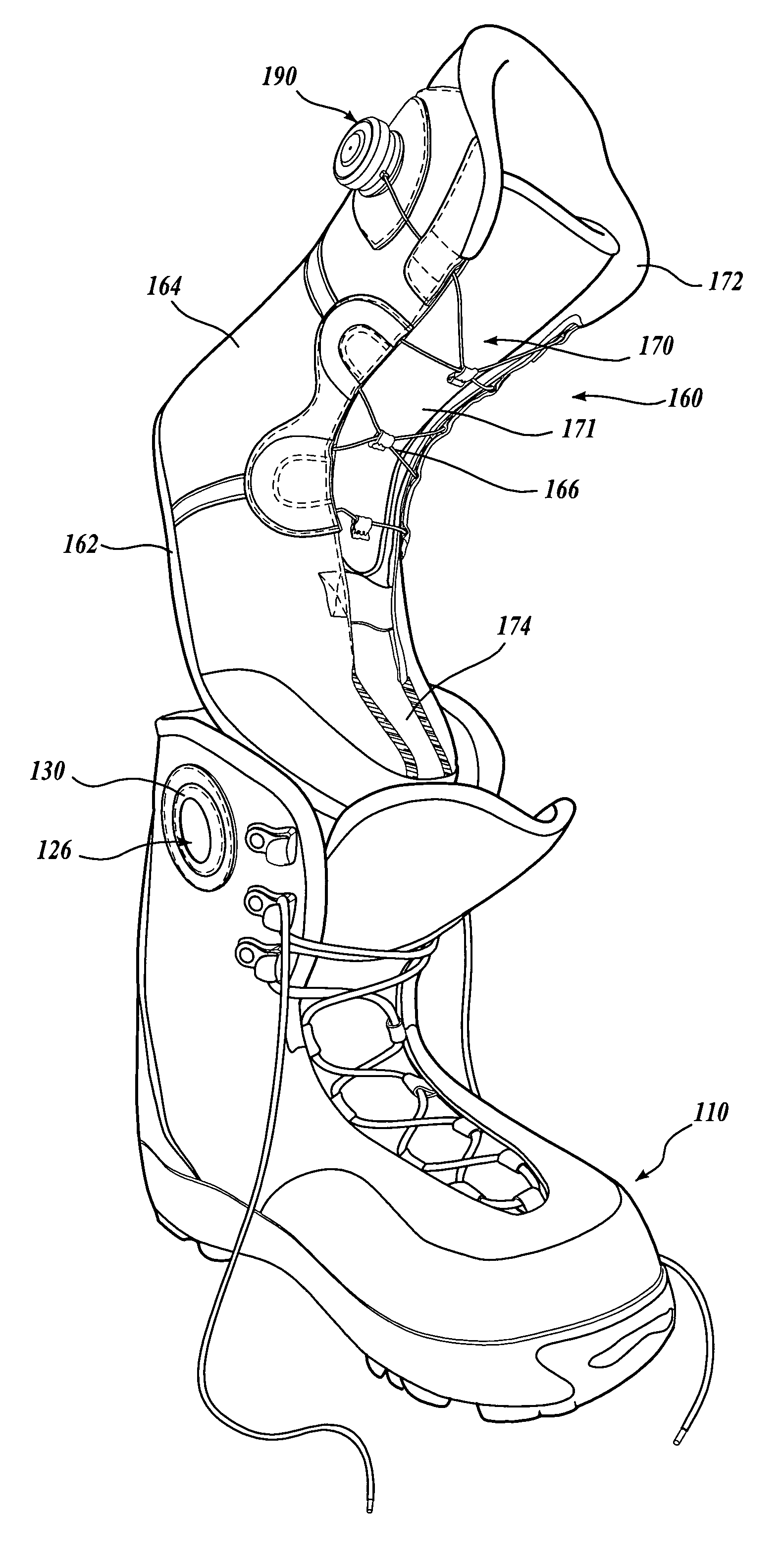 Snowboard boot with liner harness