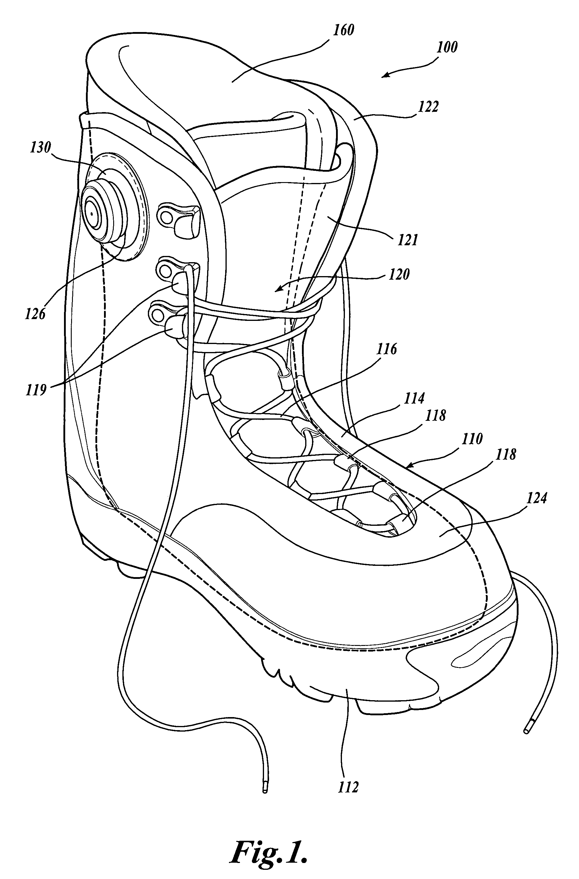 Snowboard boot with liner harness