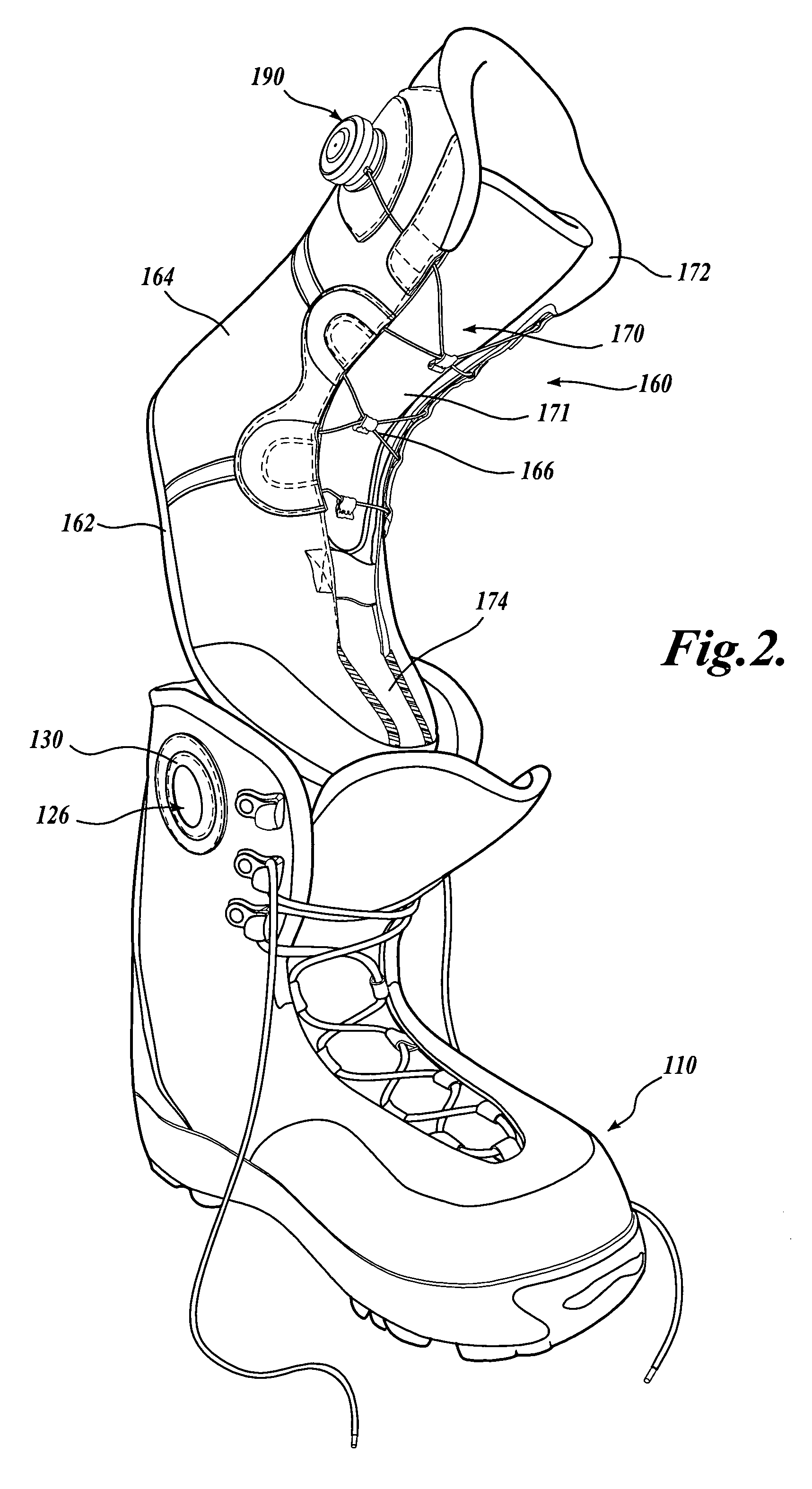 Snowboard boot with liner harness