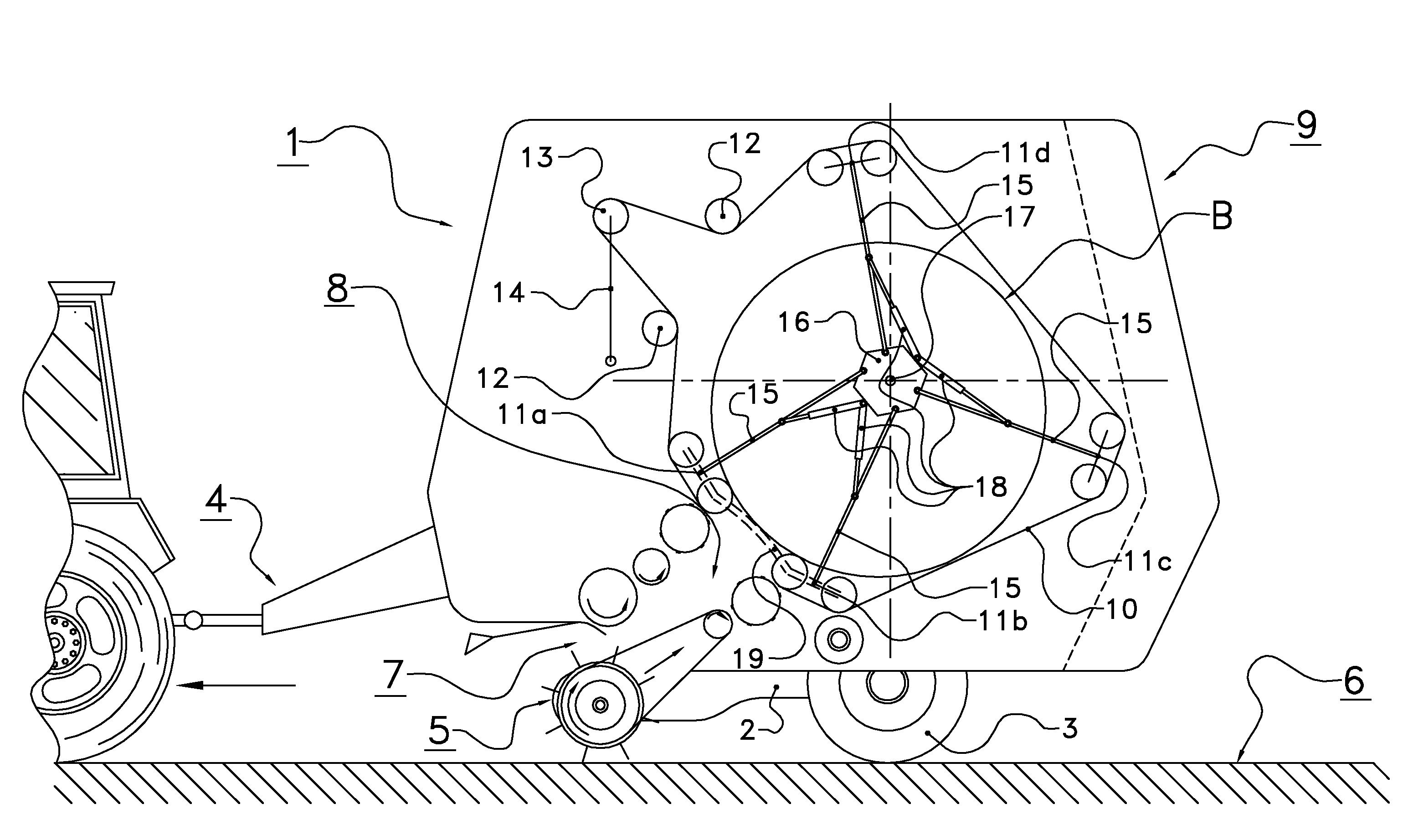 Baling device to form bales of crop material