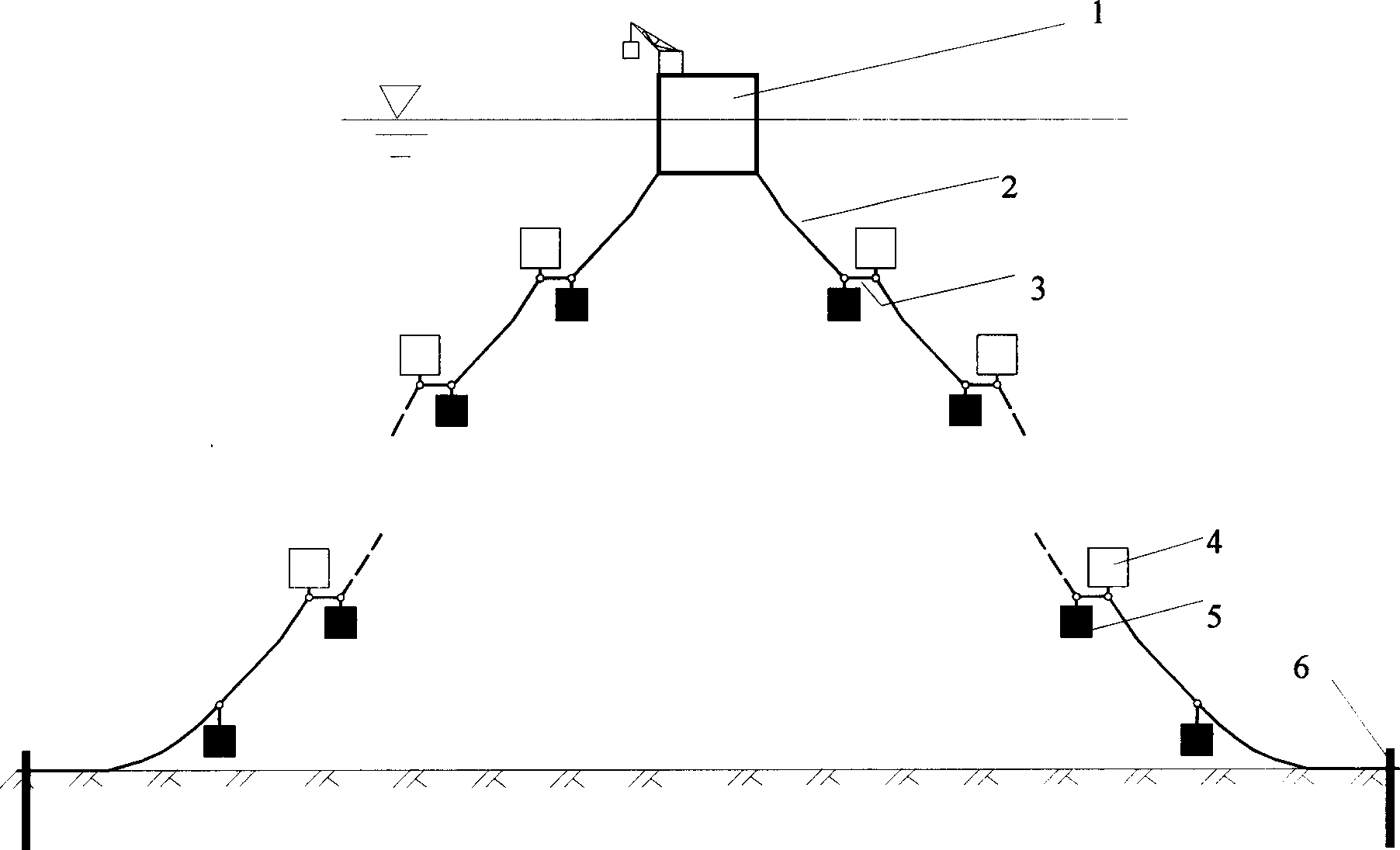 Deep water mooring system combining float and weight block