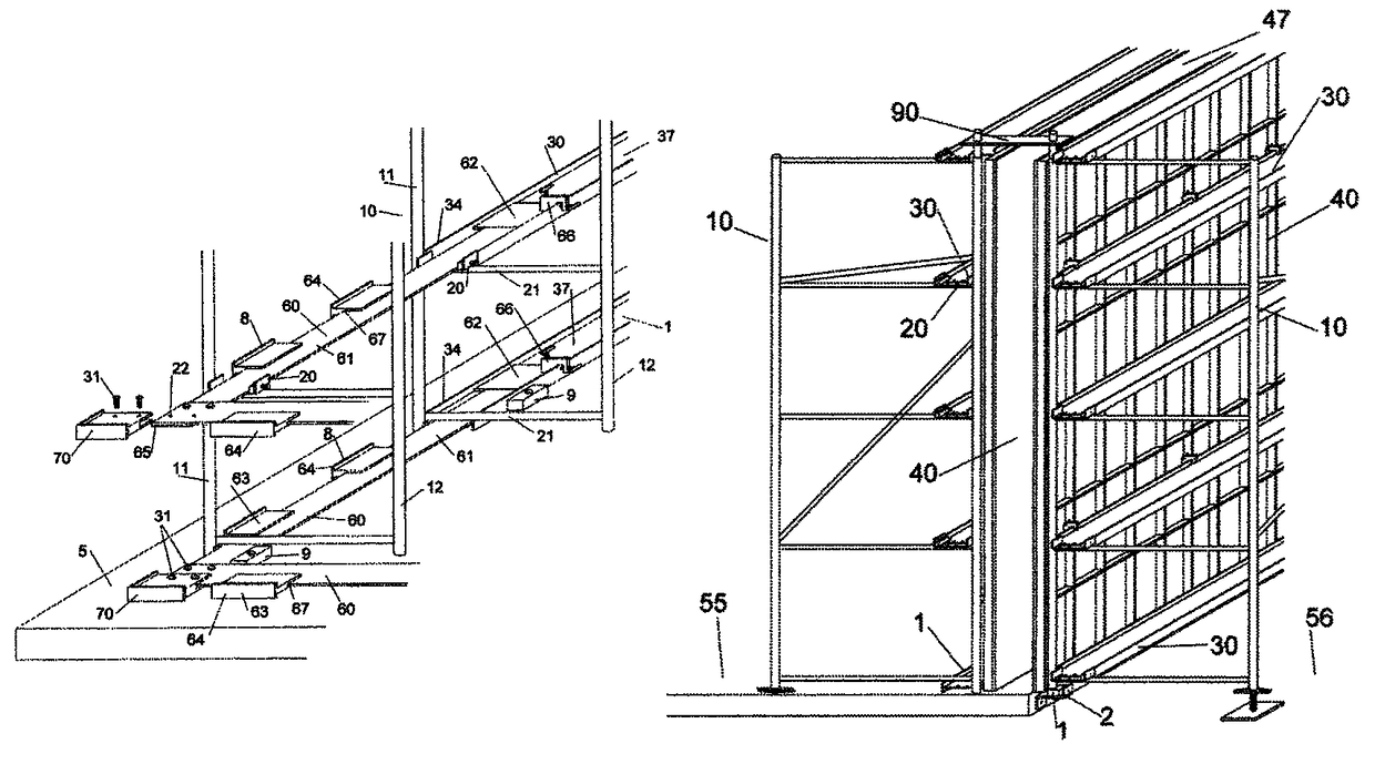 Concrete forming system with scaffold