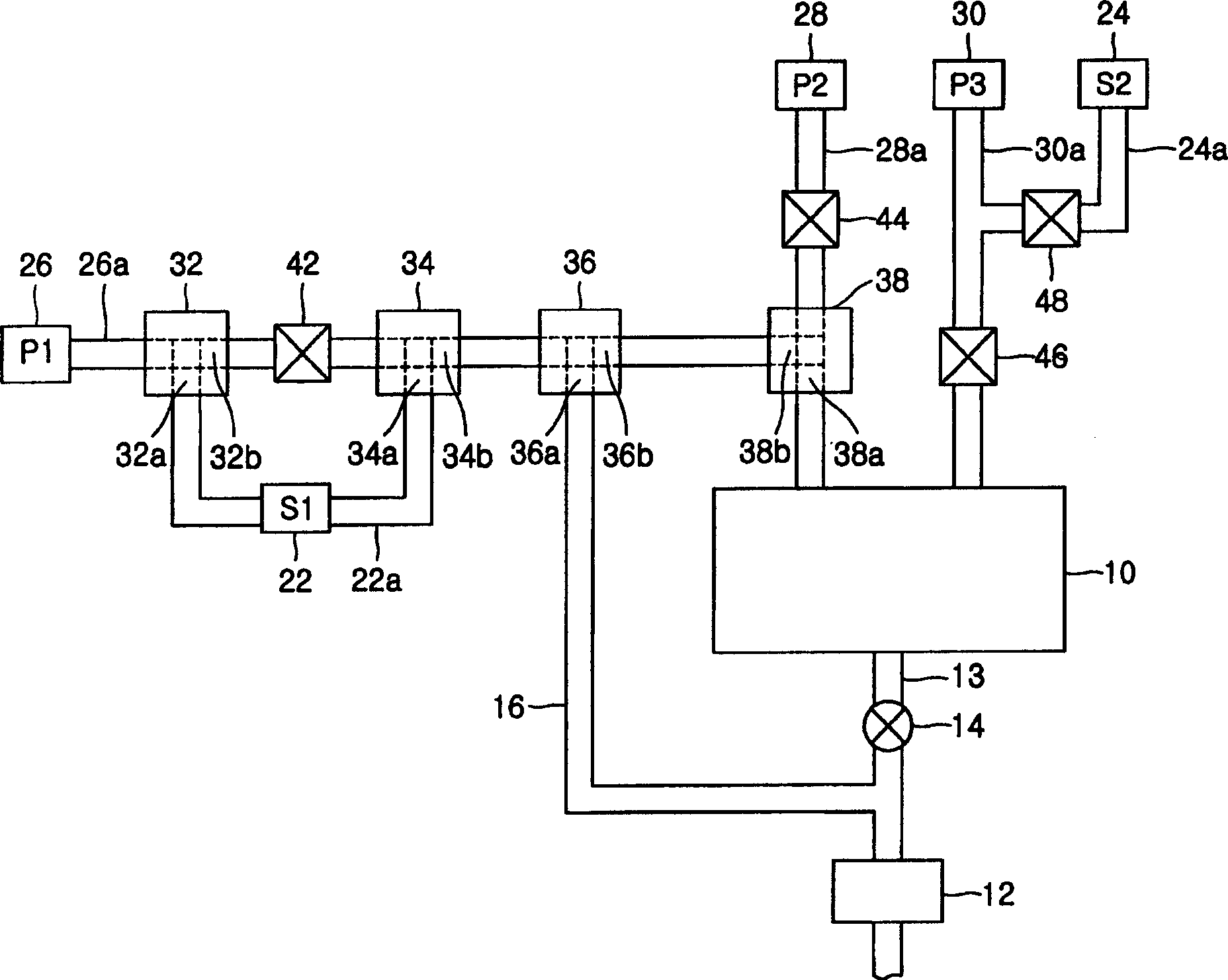 Apparatus including 4-way valve for fabricating semiconductor device, method of controlling valve, and method of fabricating semiconductor device using the apparatus