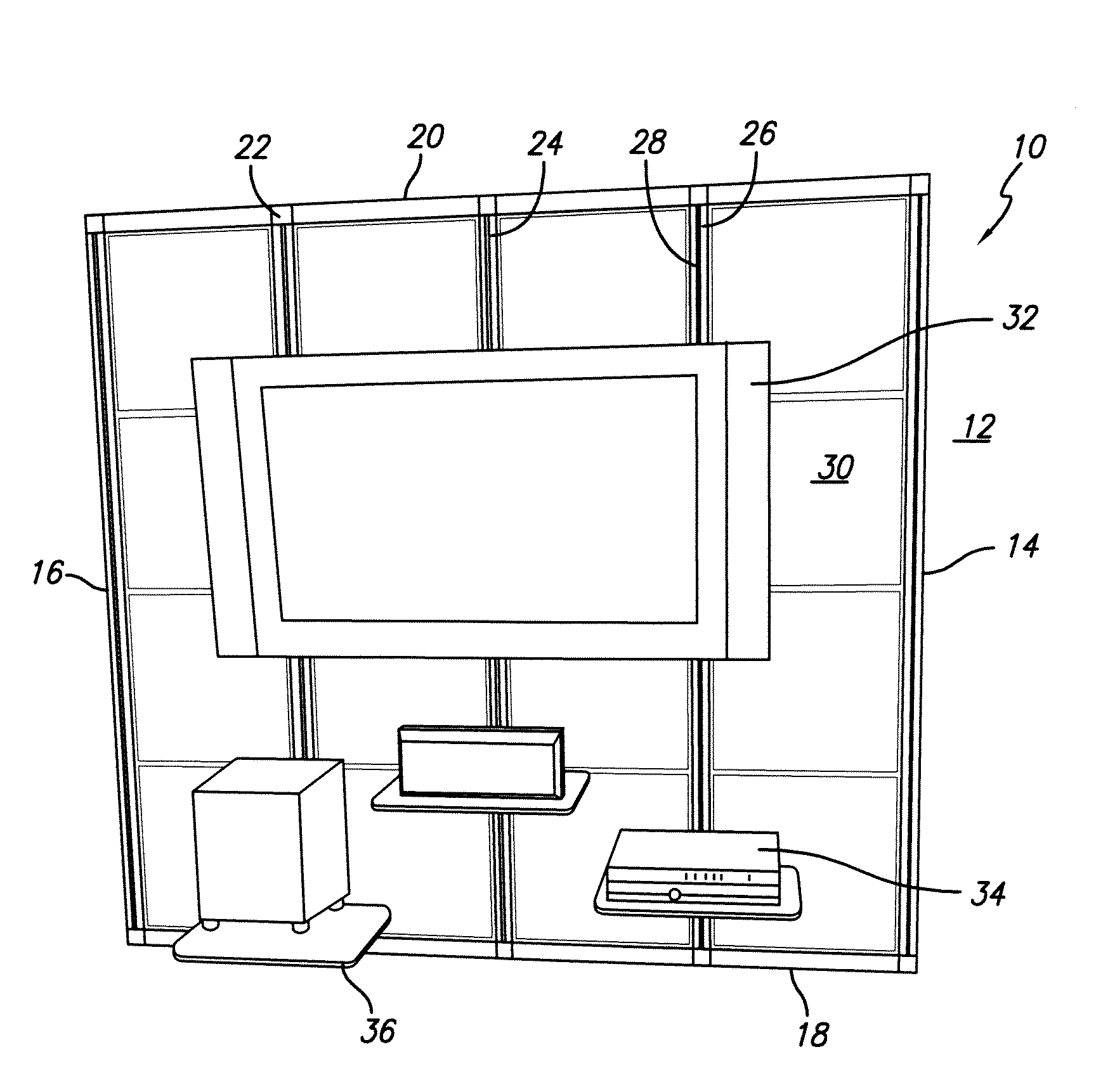 Wall mountable frame structure for mounting equipment