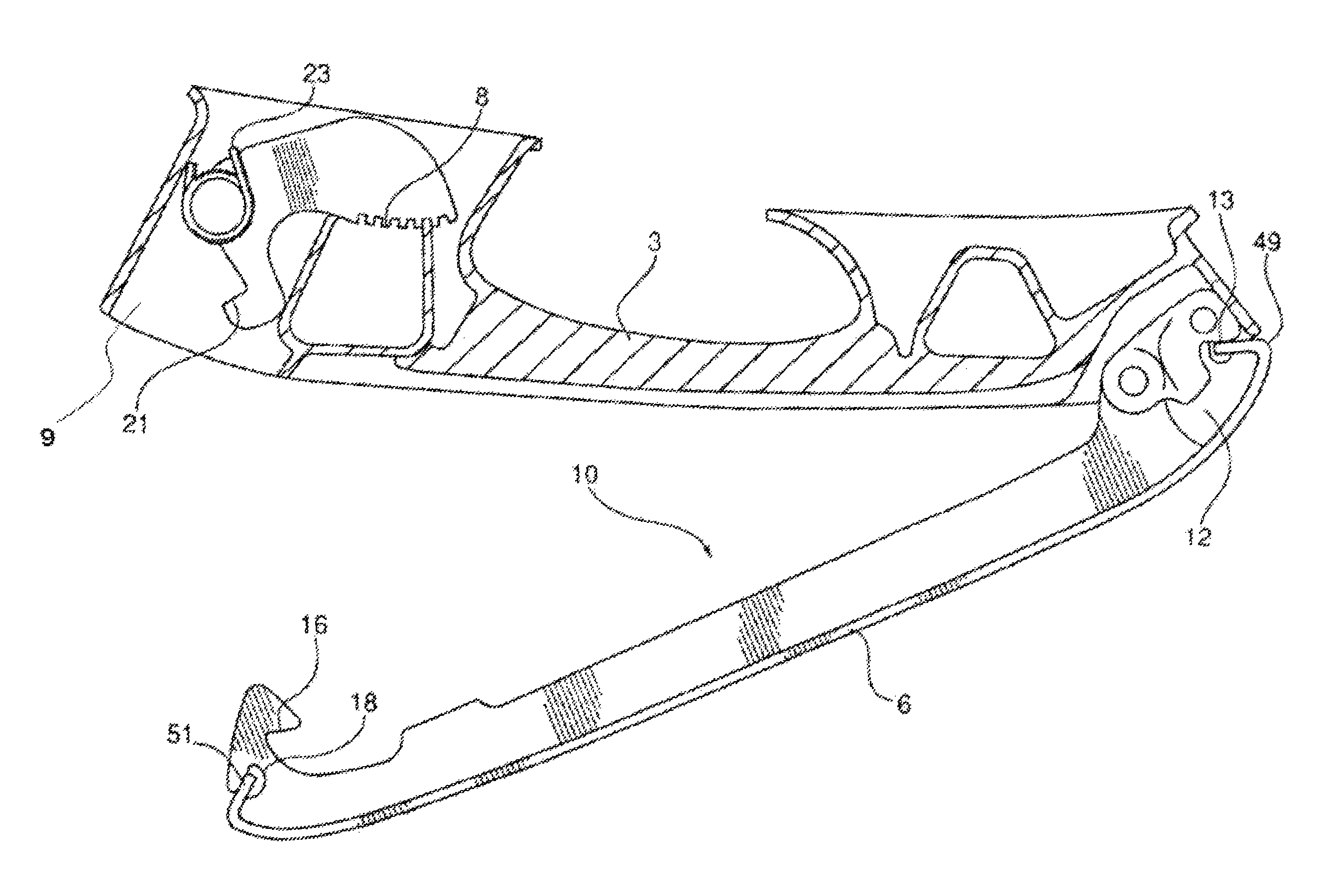 Rotary retention latch for replaceable skate blade systems