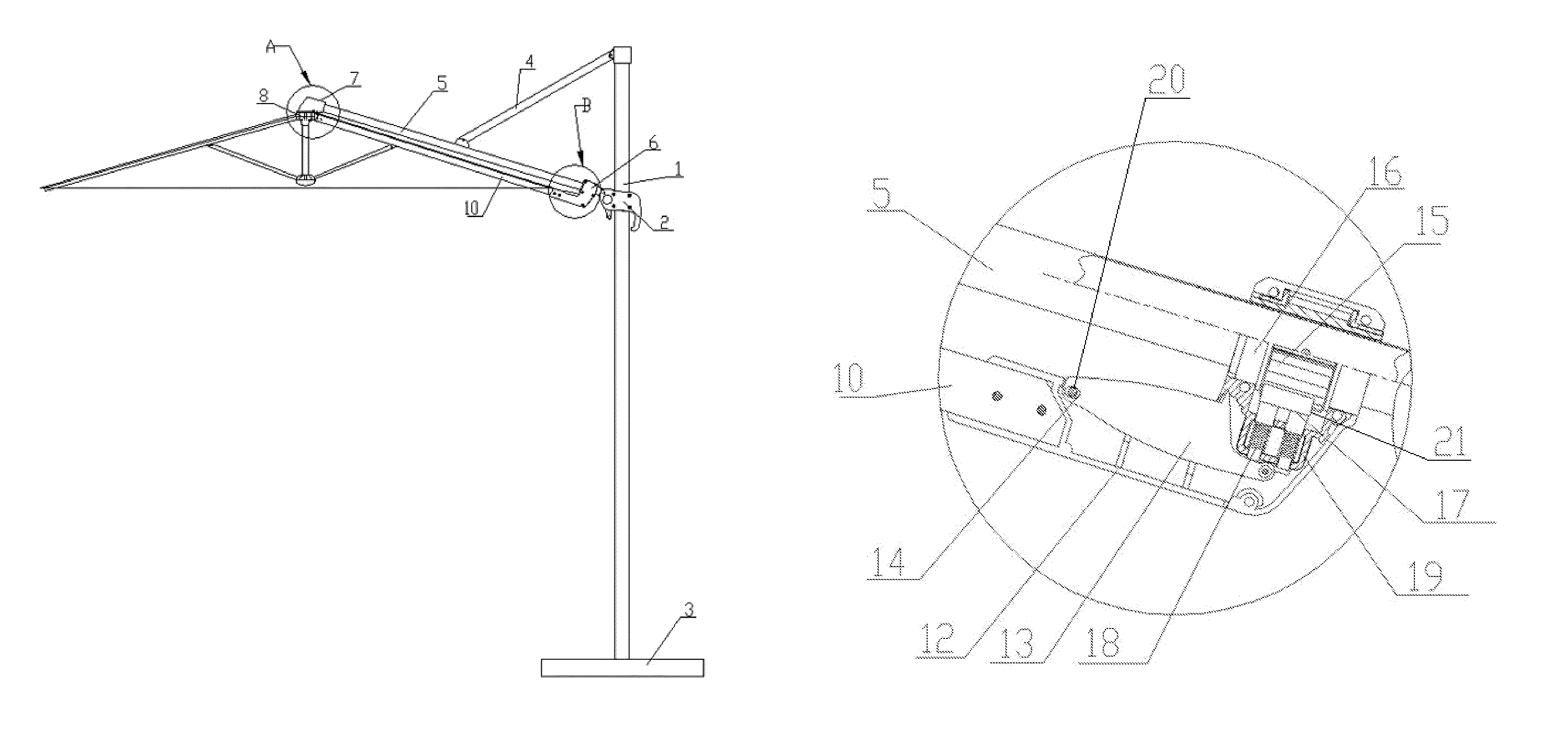 Sunshade umbrella capable of adjusting umbrella surface angle