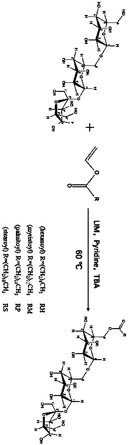 6-O-acyl raffinose monoester and synthesis method thereof