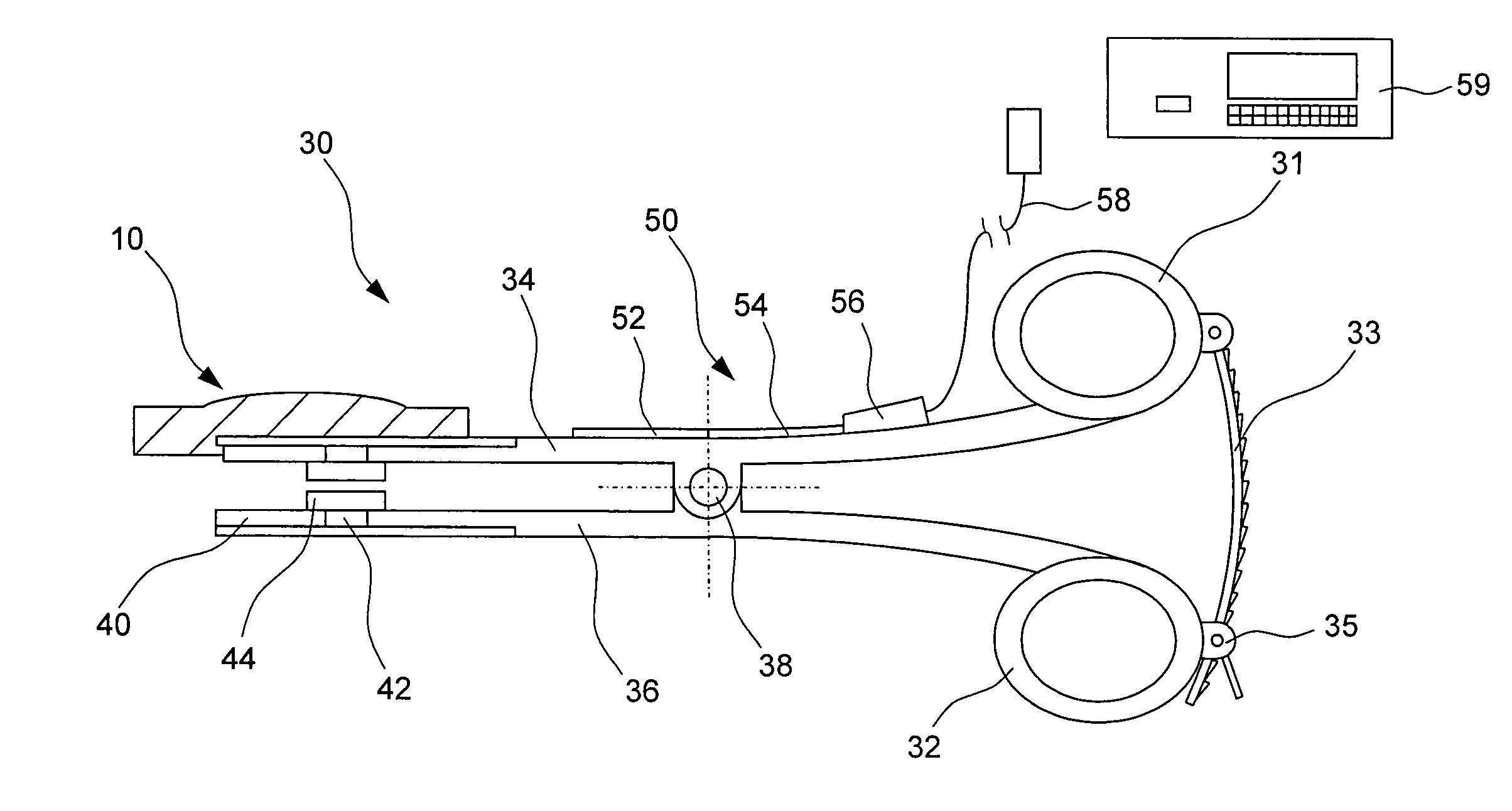 Instrument for measuring the distraction pressure between vertebral bodies