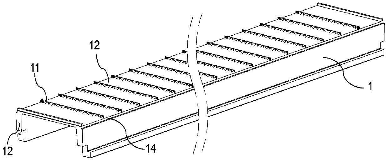 Interval-type prestressed special-shaped grooved plate combined floor slab