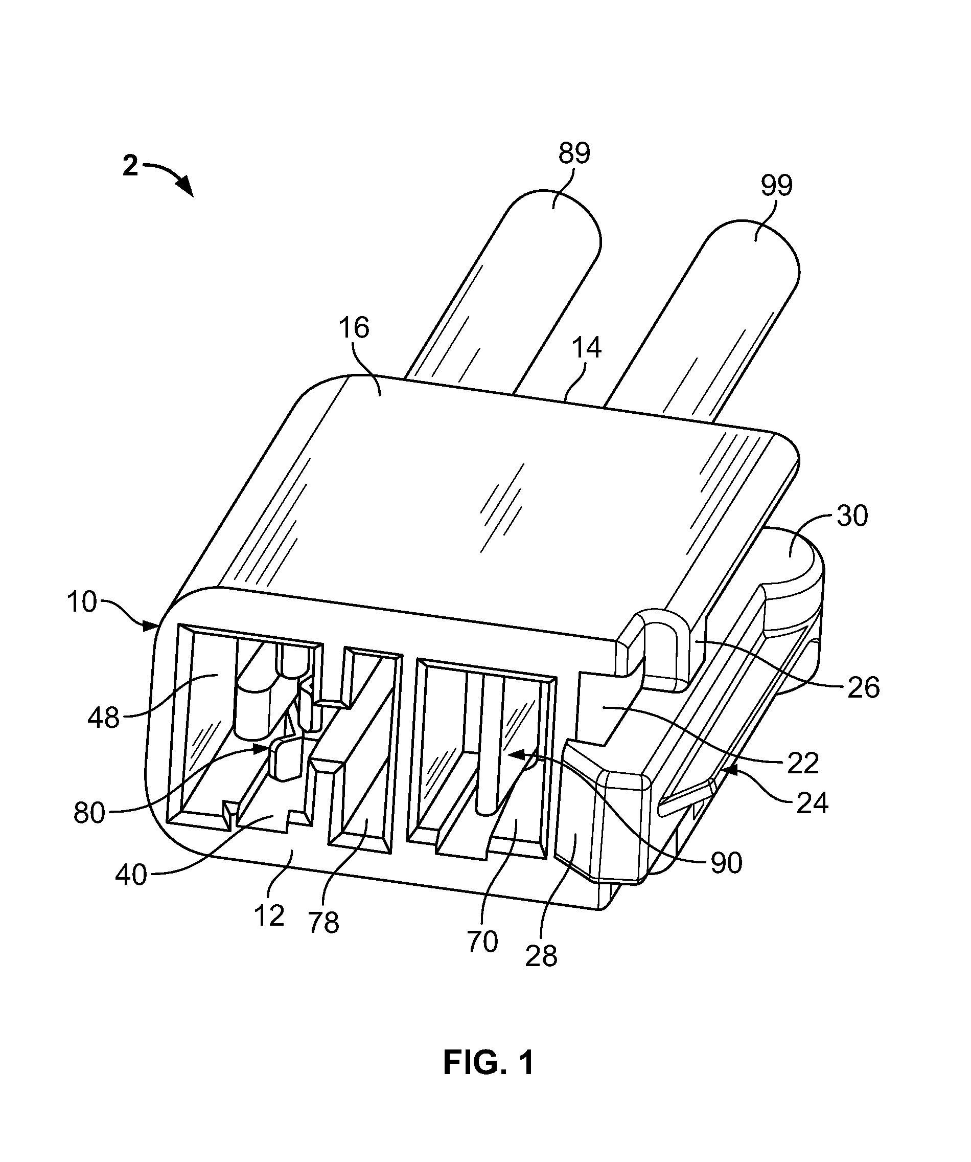 Blade and receptacle power connector