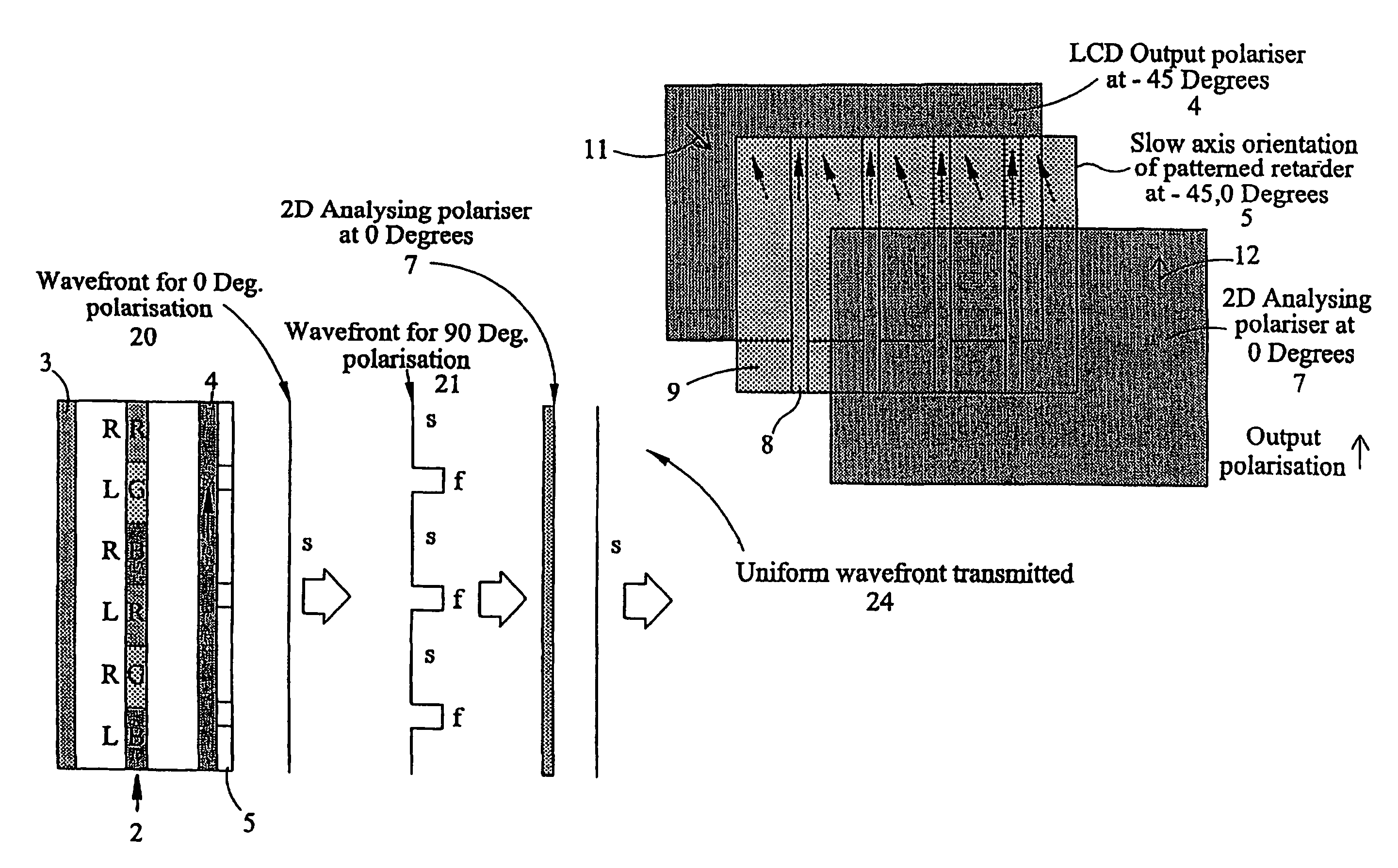 Optical device and display operating in two dimensional and autostereoscopic three dimensional modes