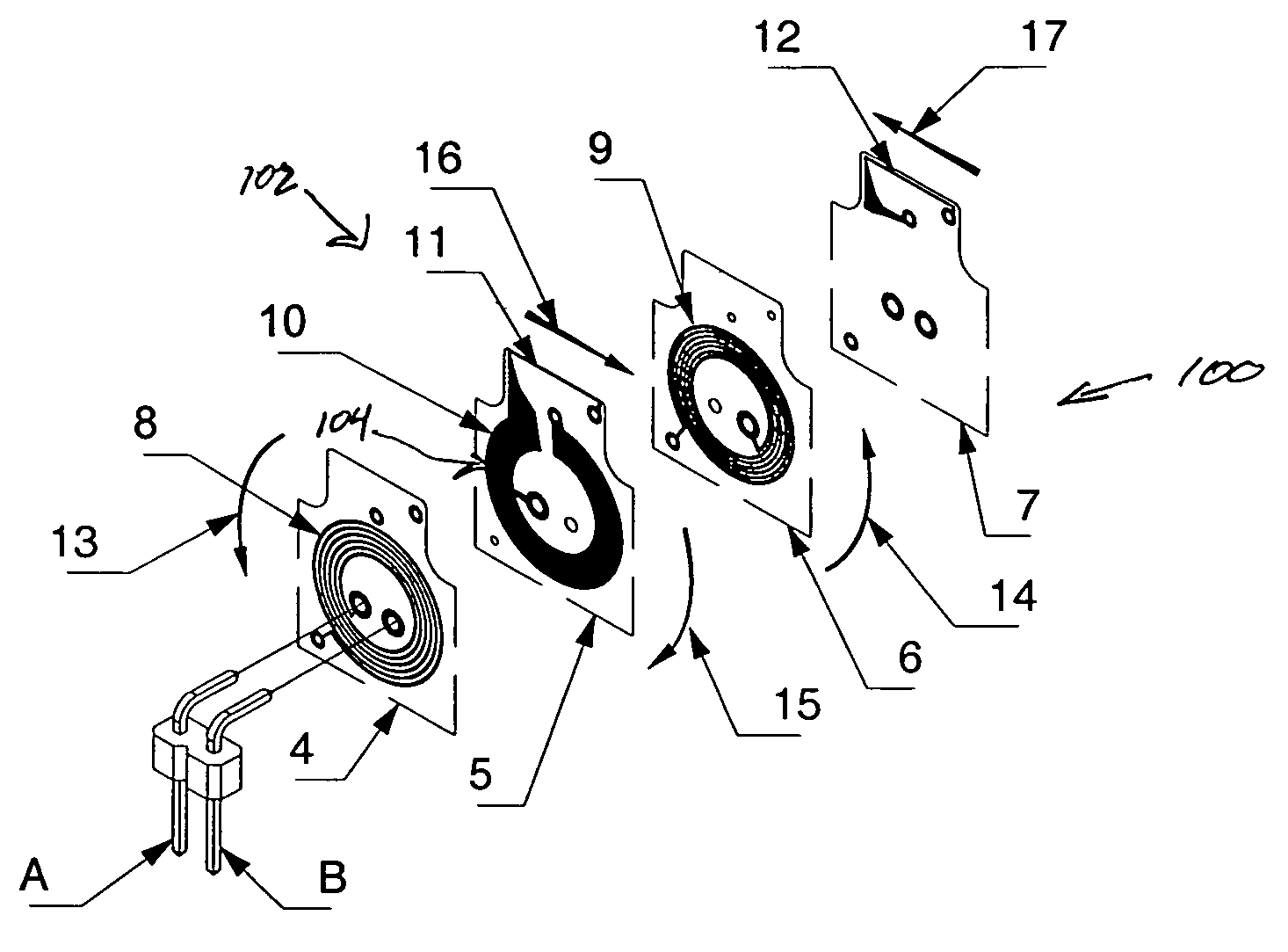 Induction sensor using printed circuit