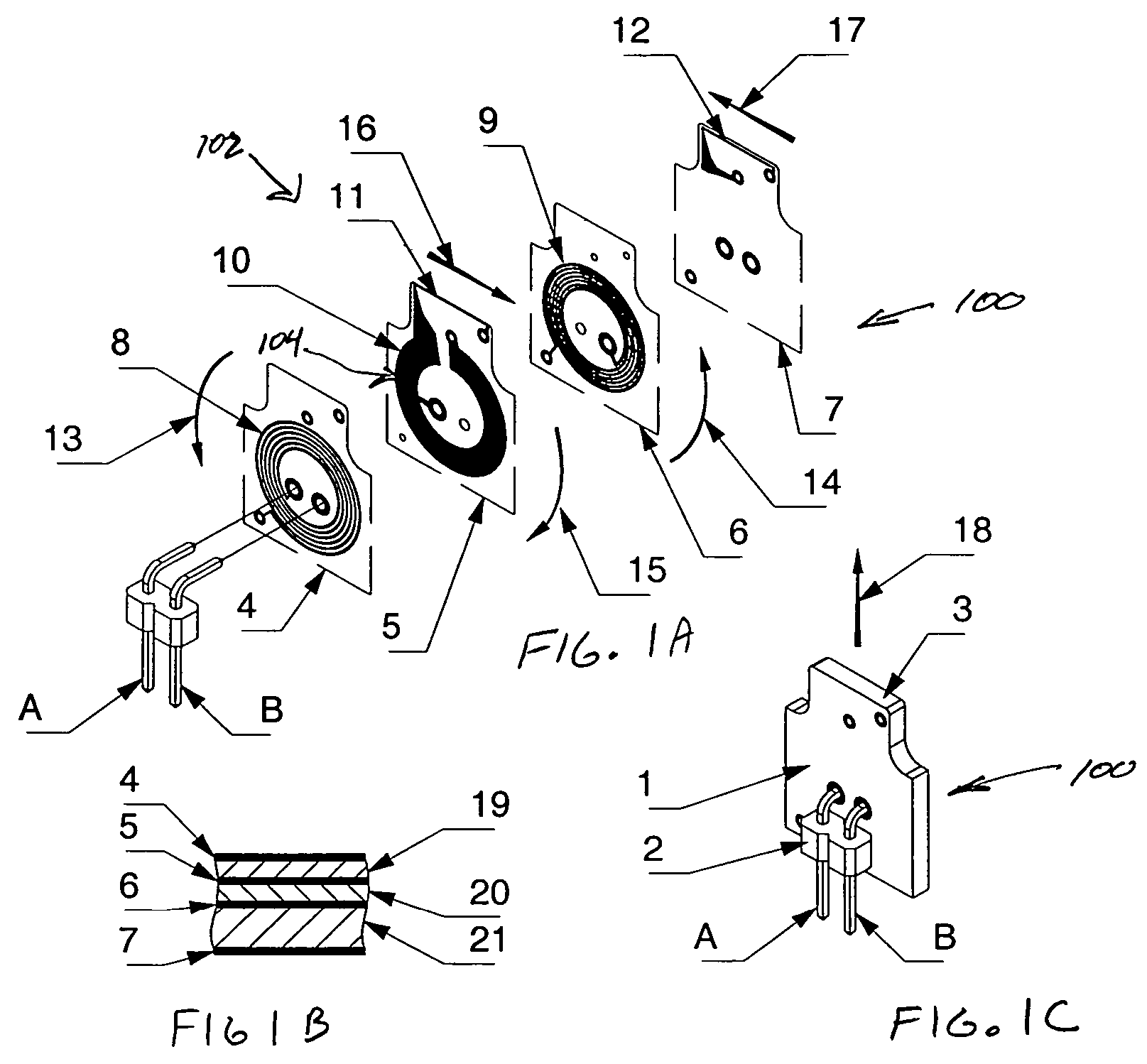 Induction sensor using printed circuit