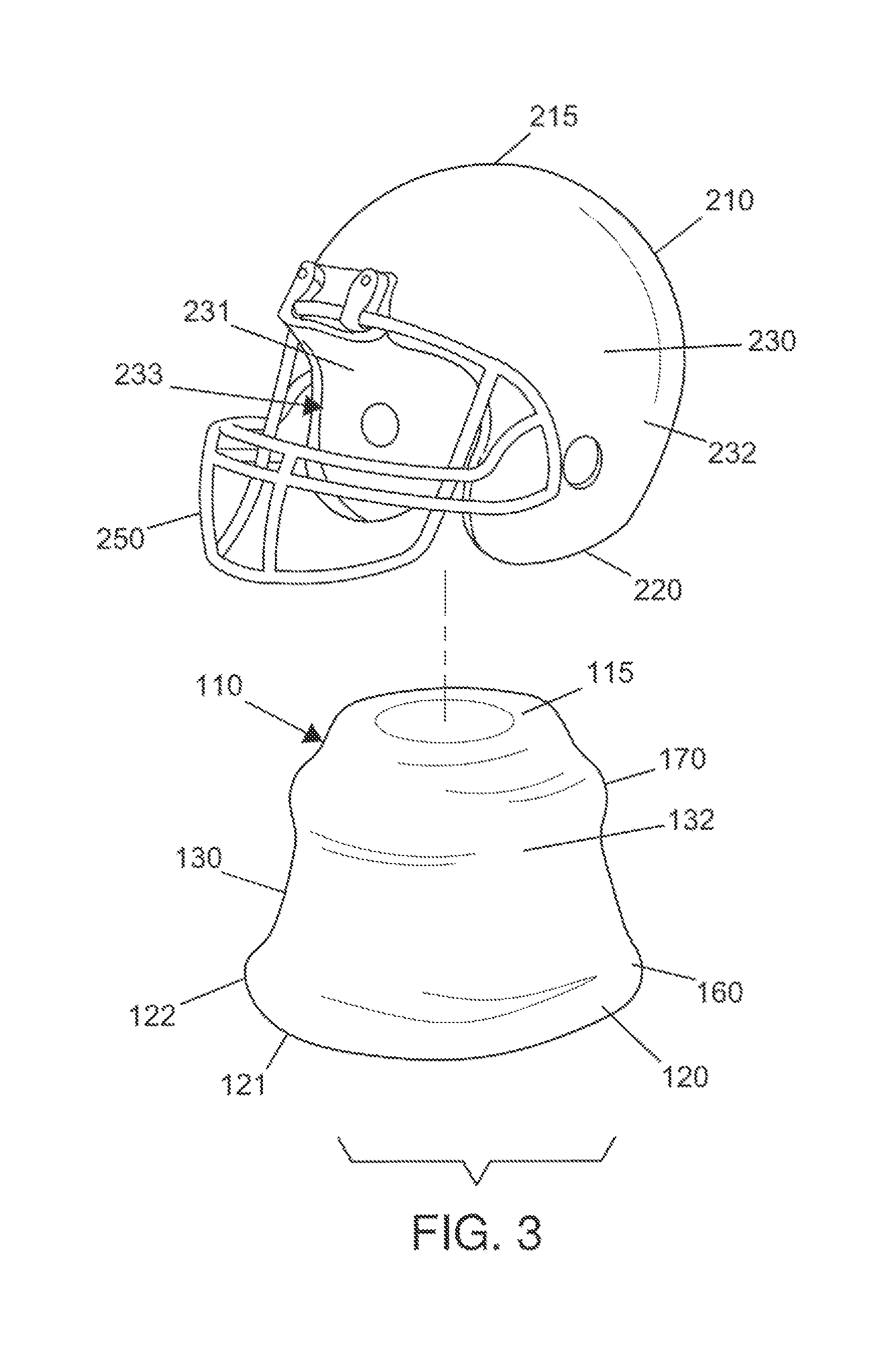 Composite sealing cap for bottles having novelty football helmet