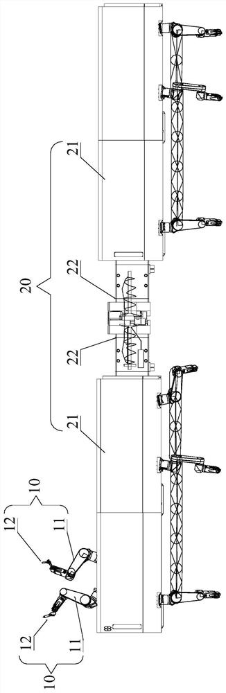 Multi-section bendable plug-in type modular platform for U rib internal construction