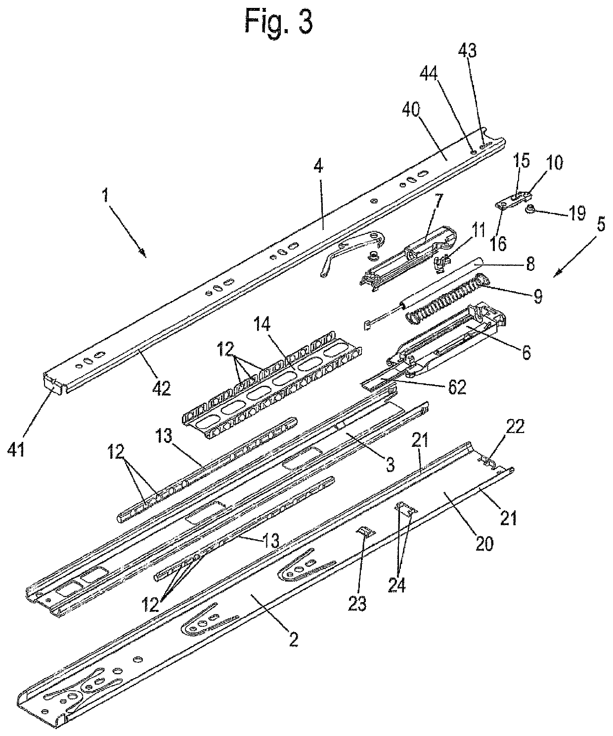 Retraction device and pull-out guide