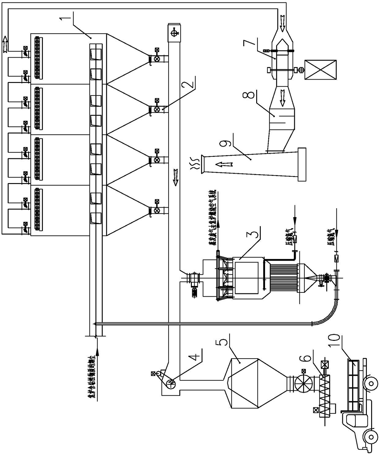 Sticky smoke dust removal system and method for actively regenerating pre-sprayed powder for coke oven