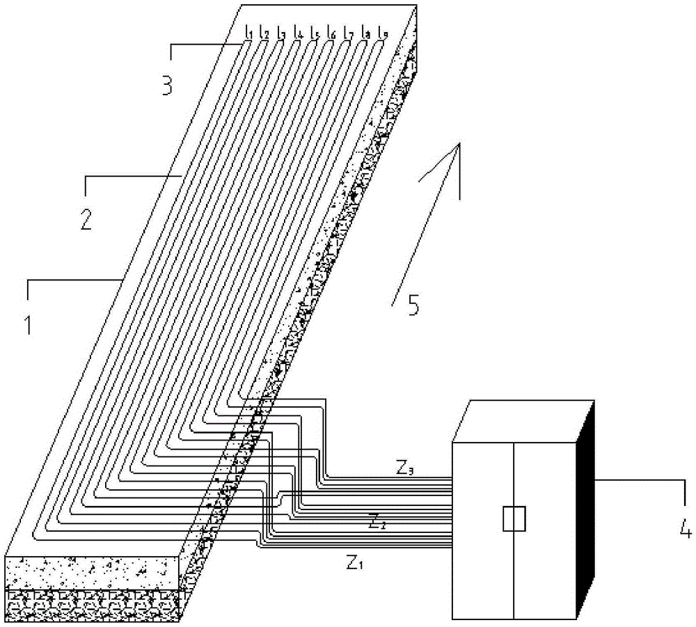 Scanning type circulating power supply snow and ice melting bridge deck electric heating system