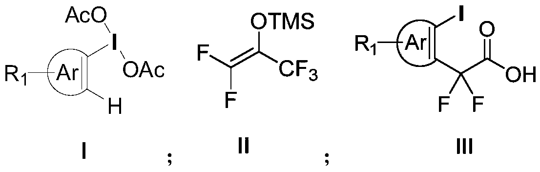 Aryl iodine compound containing carboxydifluoromethylene at ortho-position and preparation method thereof