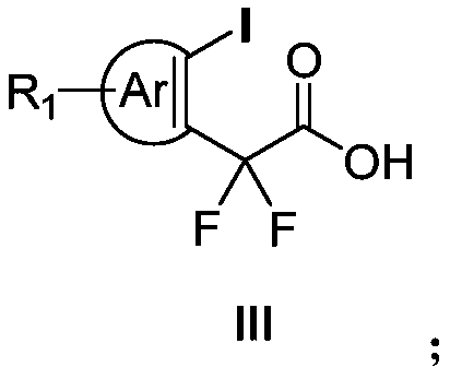 Aryl iodine compound containing carboxydifluoromethylene at ortho-position and preparation method thereof