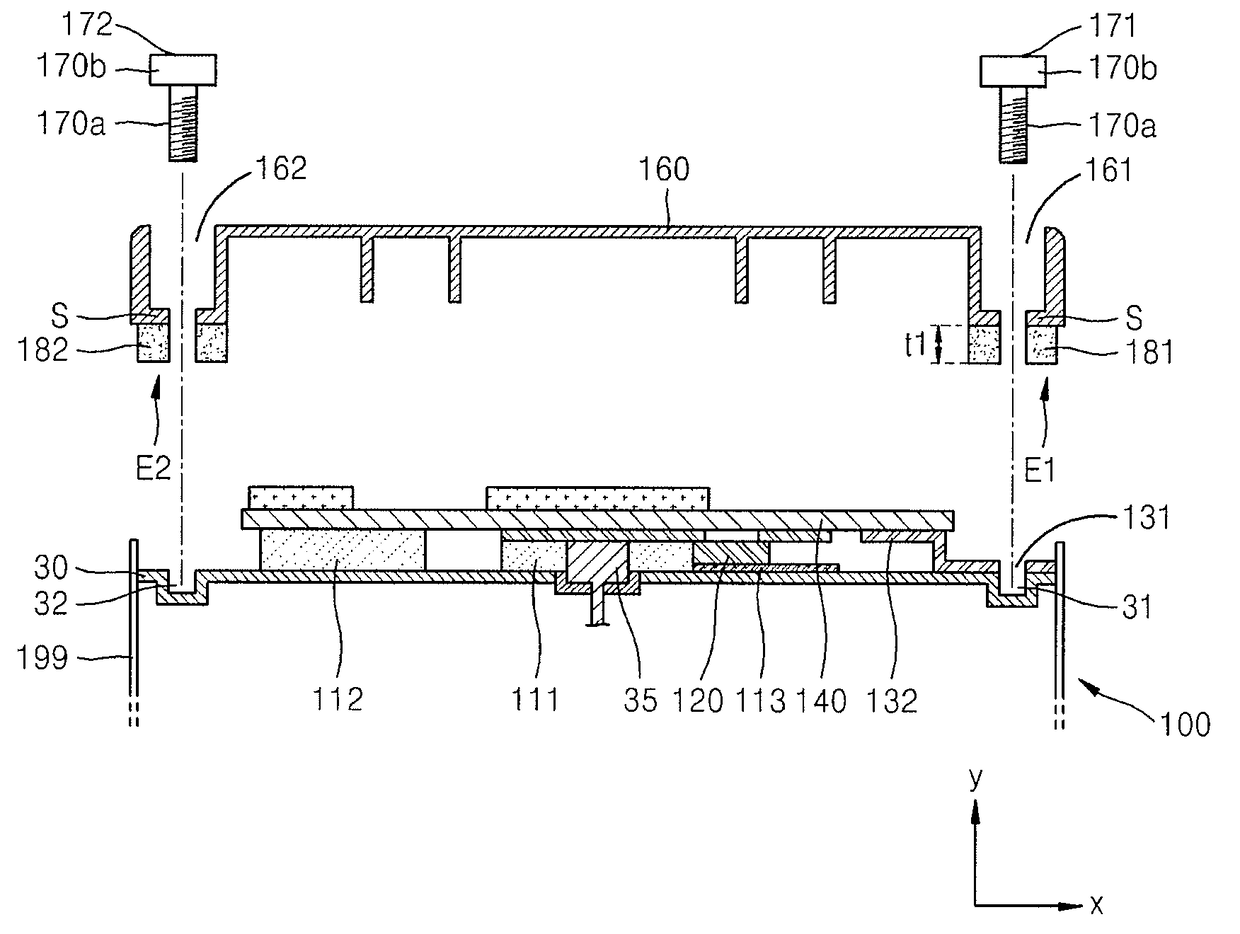 Battery pack with shock absorber