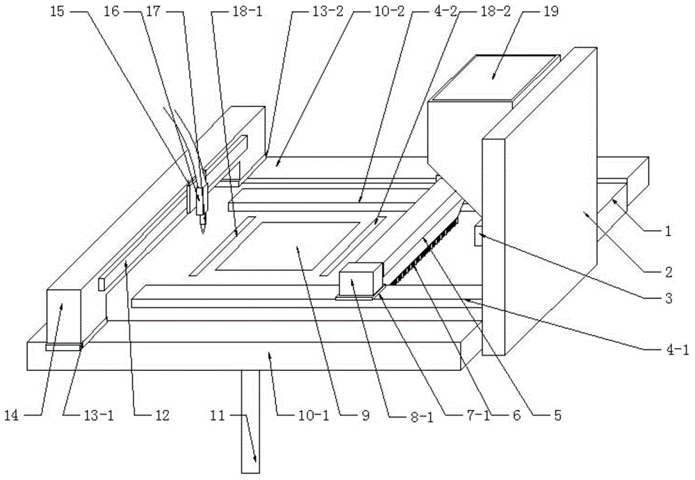 Selective laser melting powder sending and laying device used for compounding of different types of powder