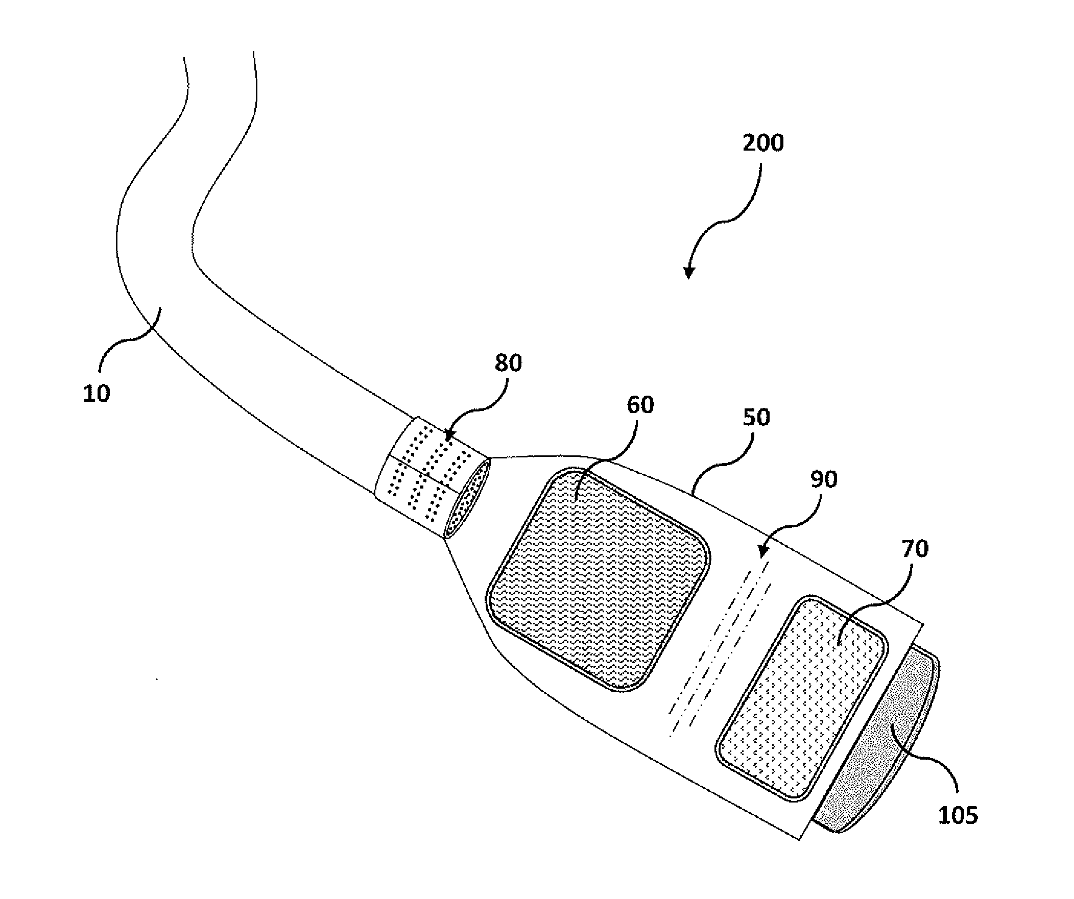 Stretchable fastening cord with hook and loop strap connector ends