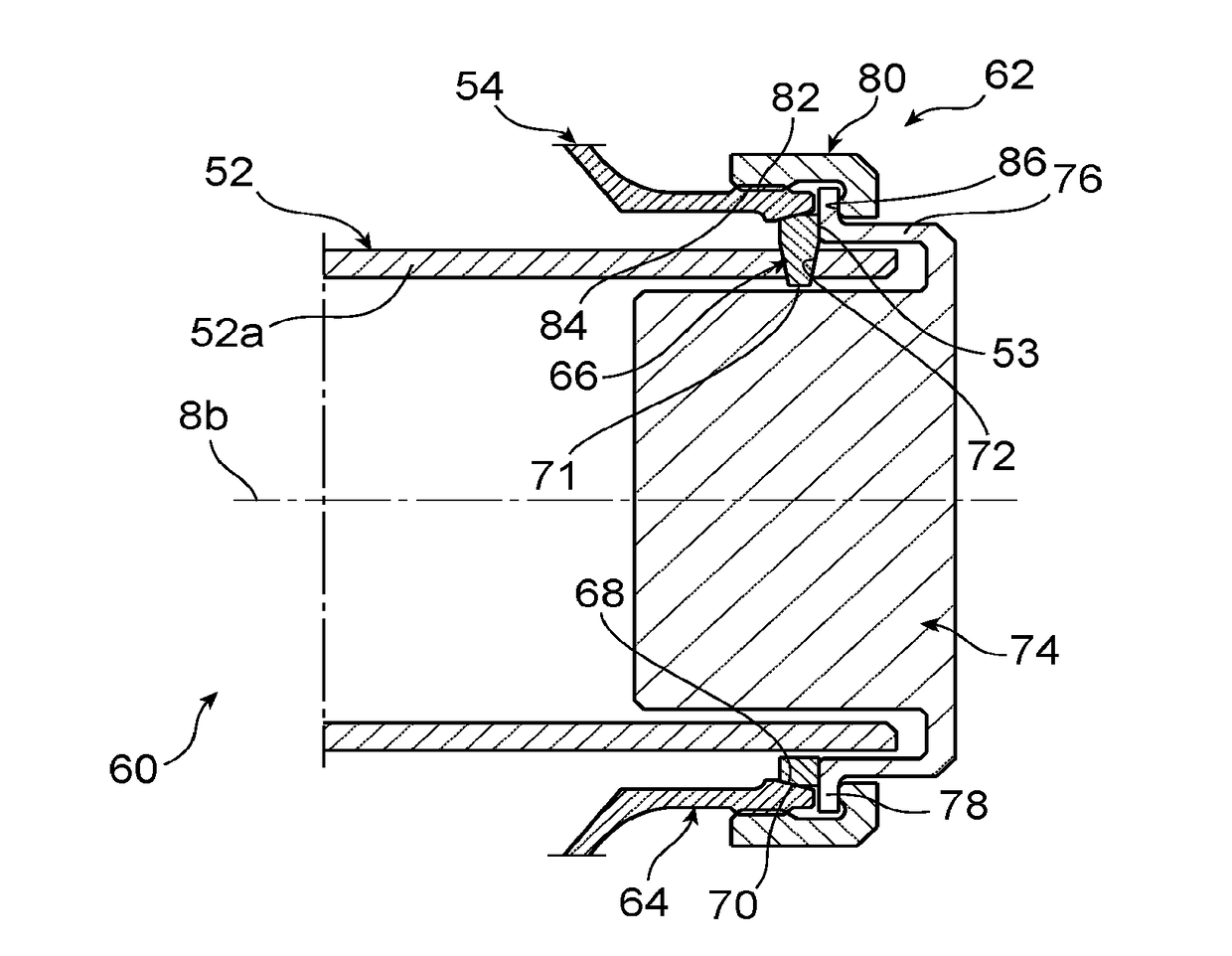 Assembly for turbine machine with open rotor contra-rotating propellers, comprising a small duct for the passage of ancillaries