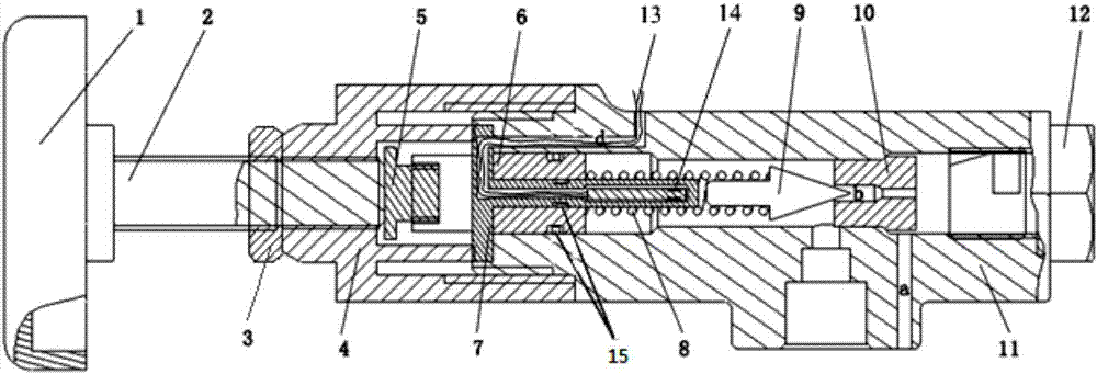 Vibrating displacement signal online detection device internally provided with valve element of pilot valve