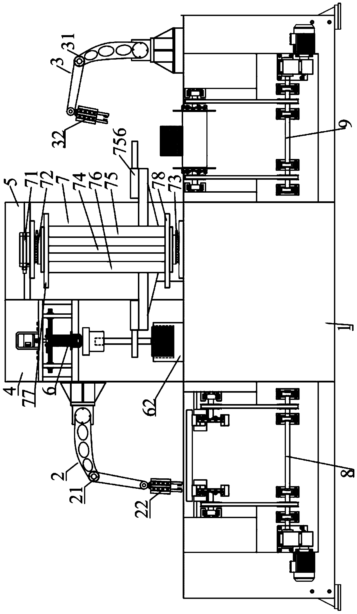 Full-automatic rotor shaft core press-in production line and working method thereof