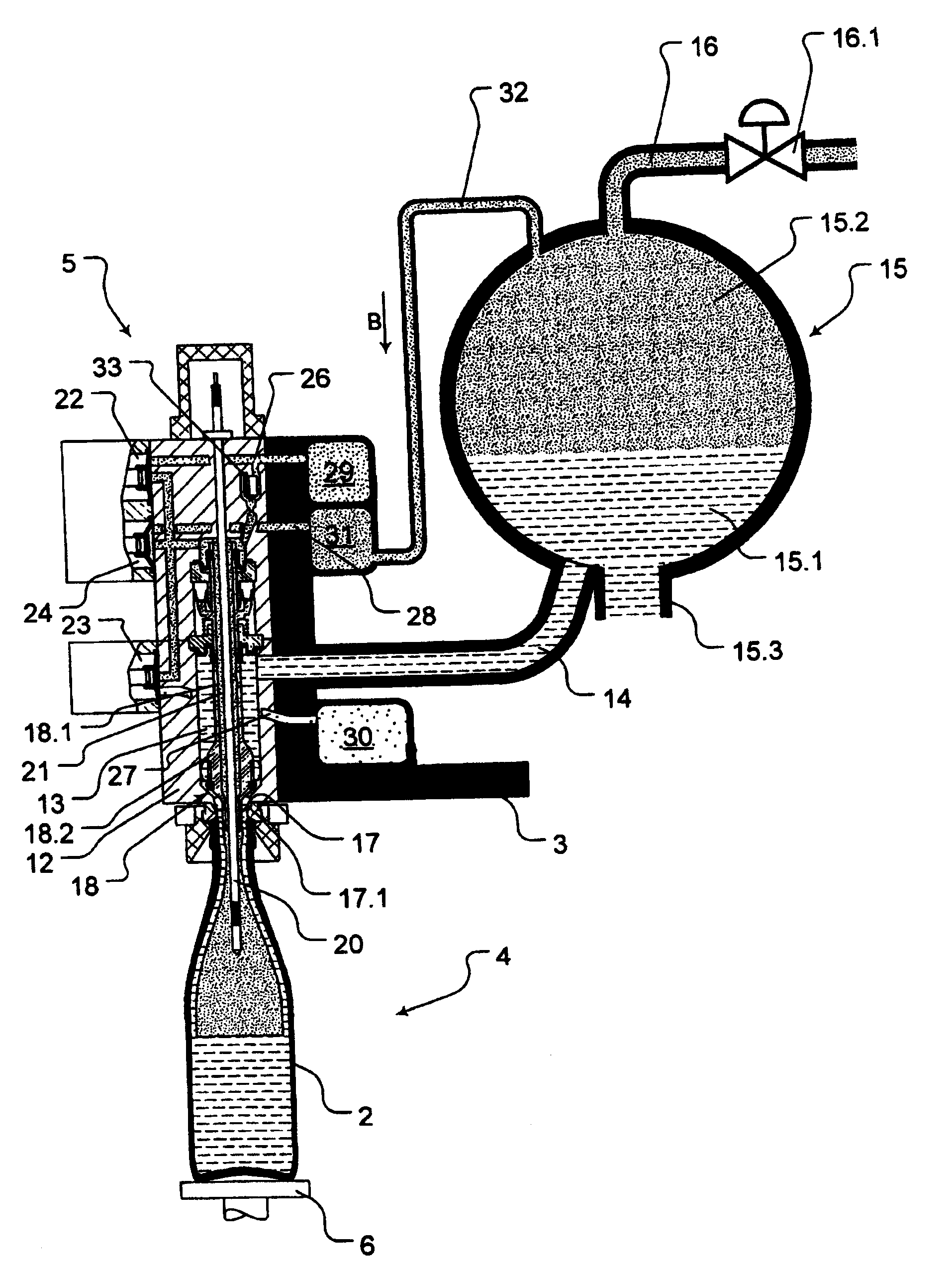 Method for filling bottles or similar containers with an oxygen sensitive effervescent liquid beverage filling material under counterpressure and filling machine for the performance of this method