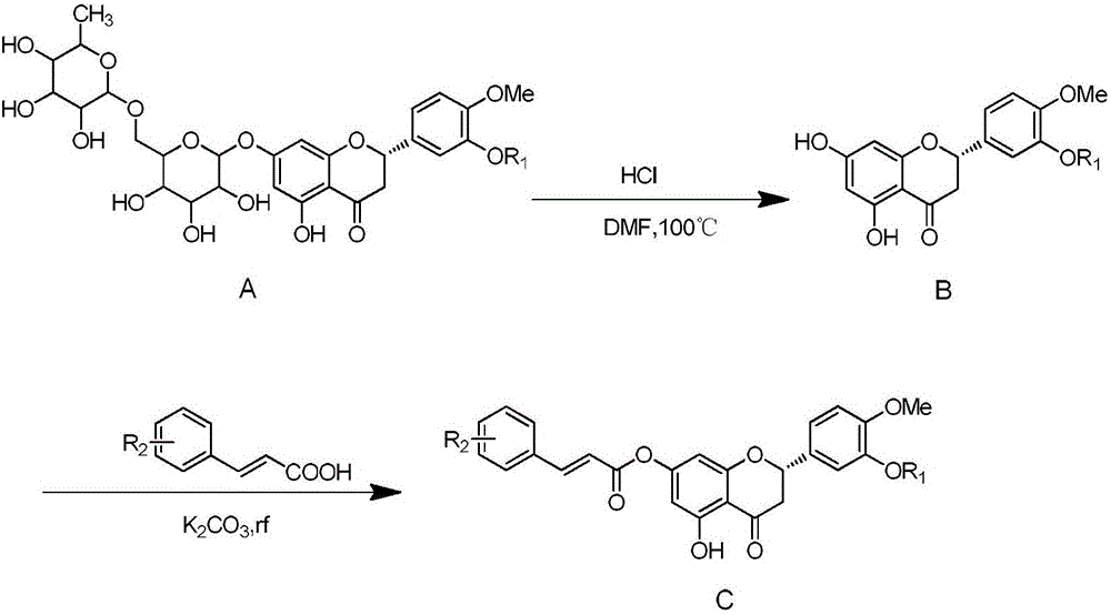 Hesperetin cinnamate compound with anti-tumor activity and synthetic method thereof