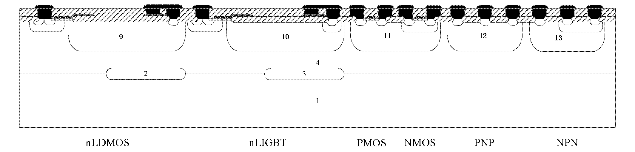 P-type epitaxial layer-based binary coded decimal (BCD) integrated device and manufacturing method thereof