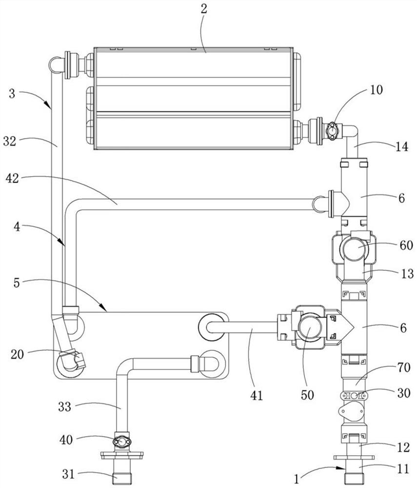 Water heater waterway system and water heater