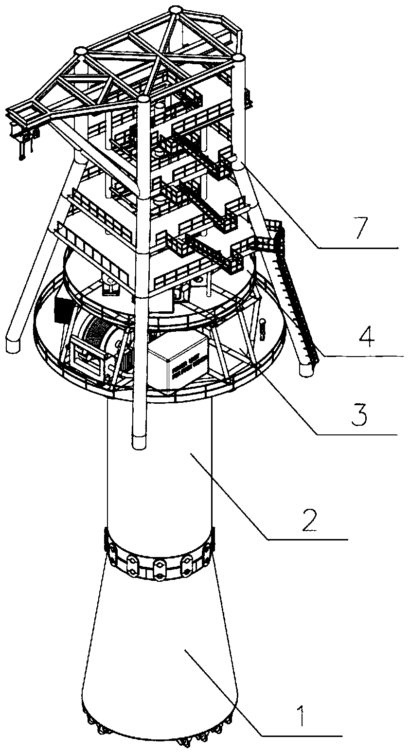 Novel inwards rotation tower single-point mooring device