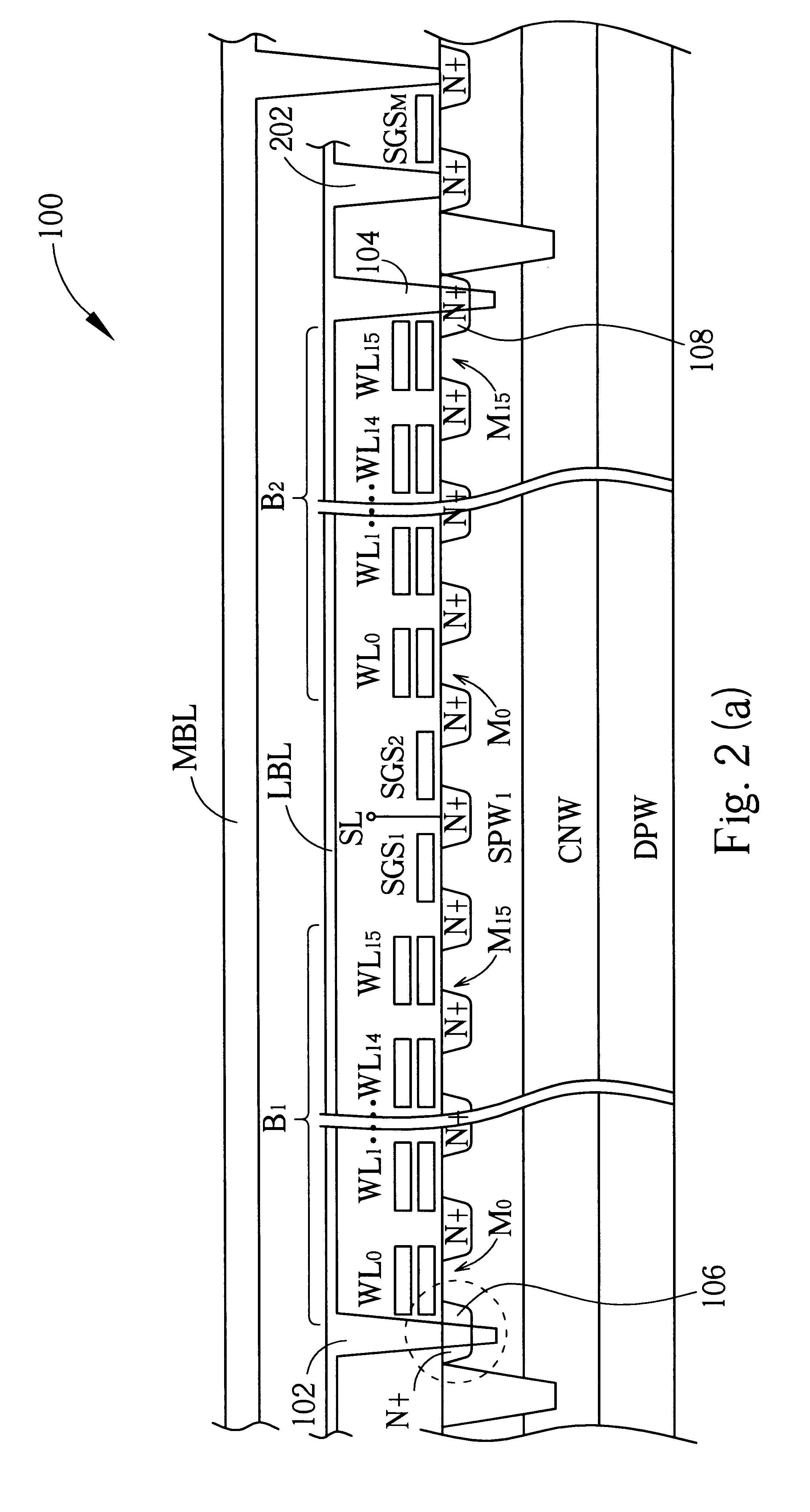 Bi-directional Fowler-Nordheim tunneling flash memory