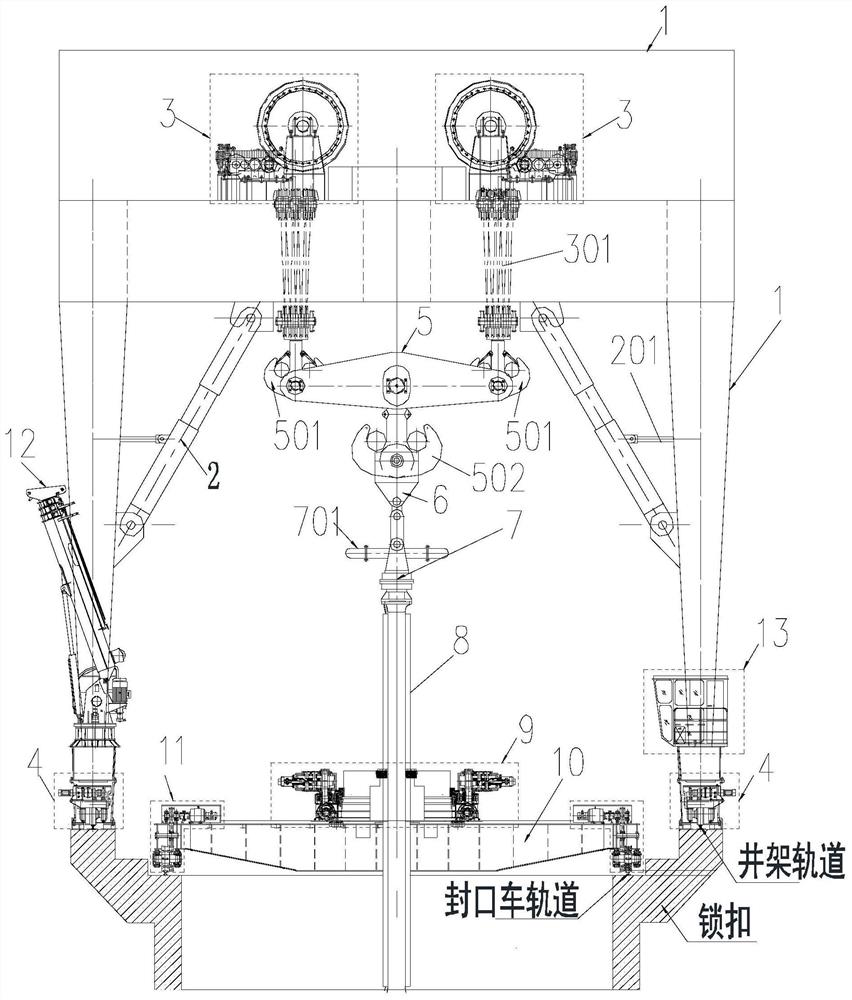 Walkable multipurpose large shaft headgear