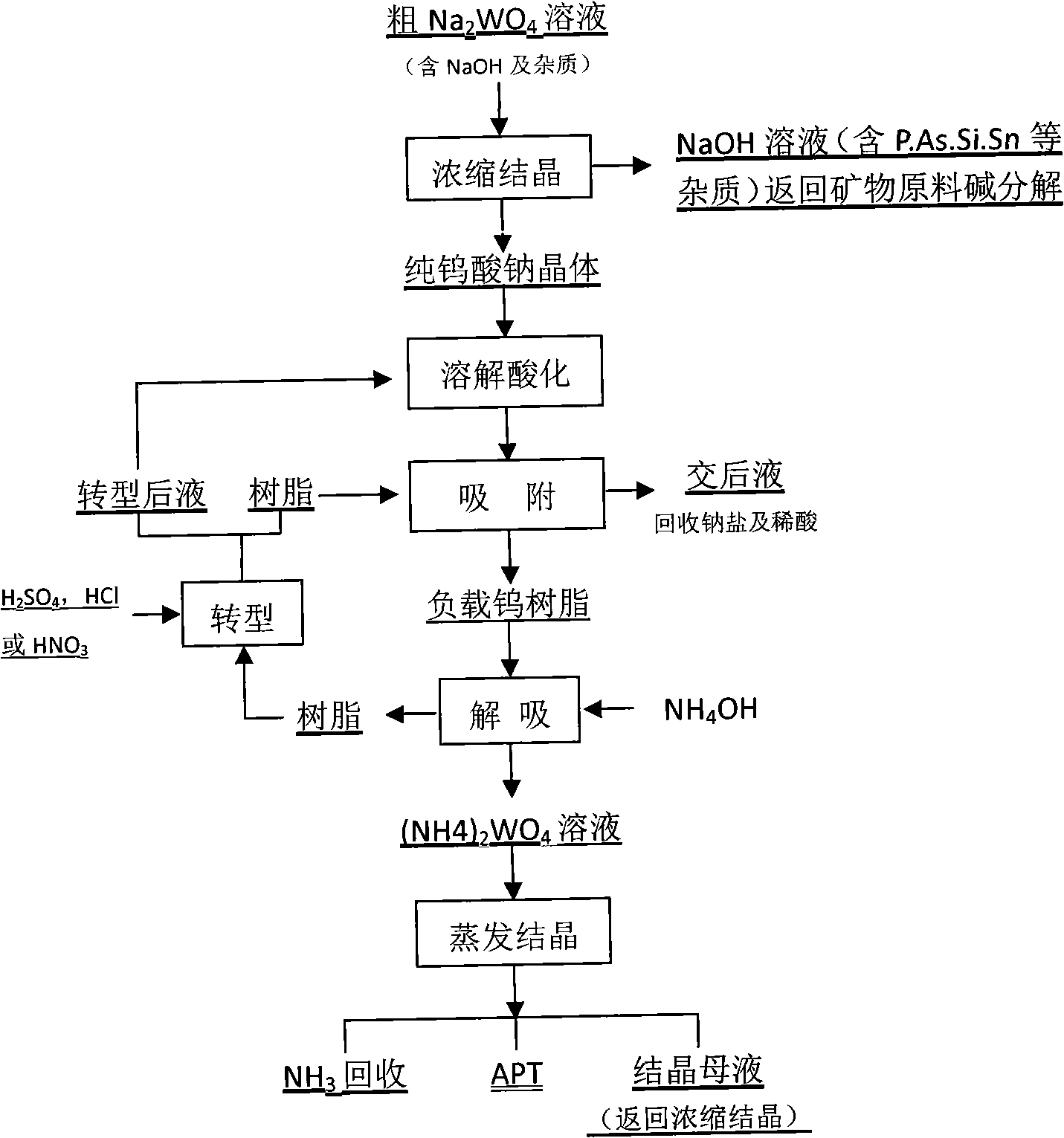 Method for preparing ammonium paratungstate from sodium tungstate solution