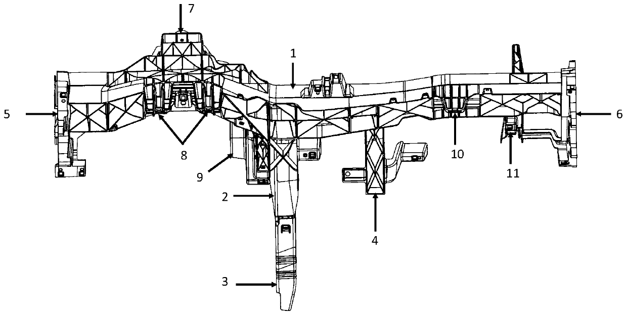 Crossbeam assembly used for automobile instrument board